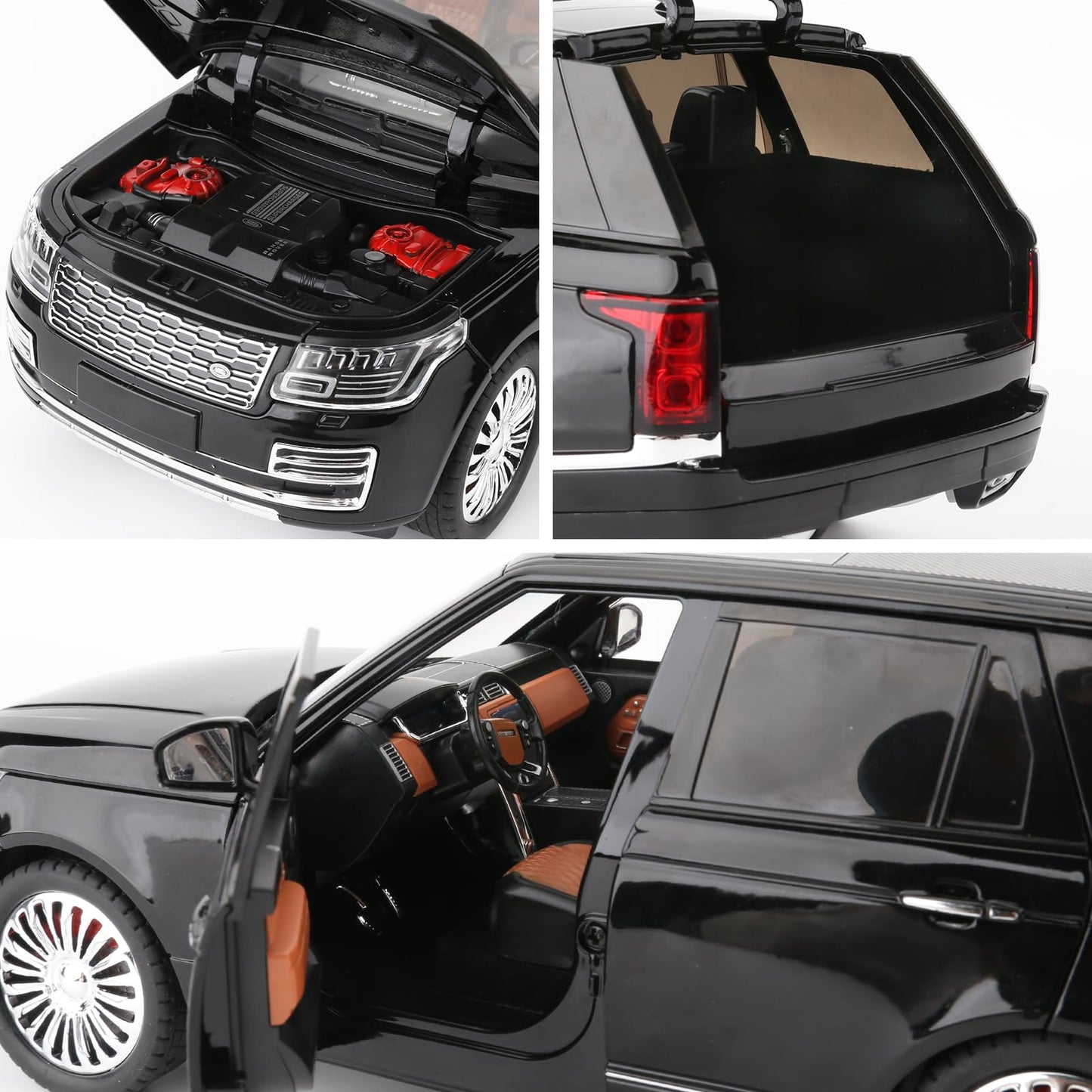 1/18 Scale Compatible for Land Rover Model Car,Zinc Alloy Pull Back Toy Diecast Car with Sound and Light,SUV Off-Road Vehicle,Children's Toy car ,Gifts for Boys and Girls Black