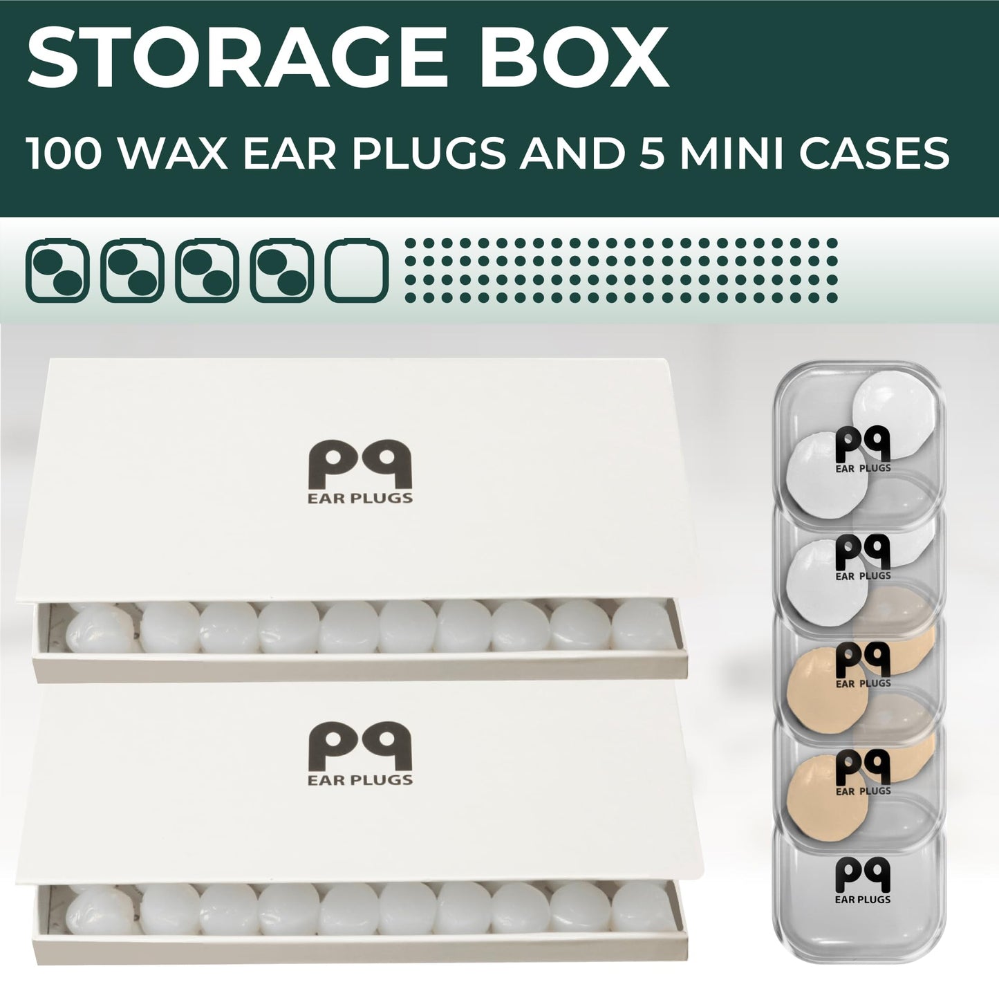 Peace&Quiet | PQ 100 Wax Ear Plugs for Sleeping - Silicone Wax Earplugs for Sleeping and Swimming, Gel Ear Plugs for Noise Cancelling, Sleeping Earplugs, Sound Blocking 32 Db (100 Pillows), White