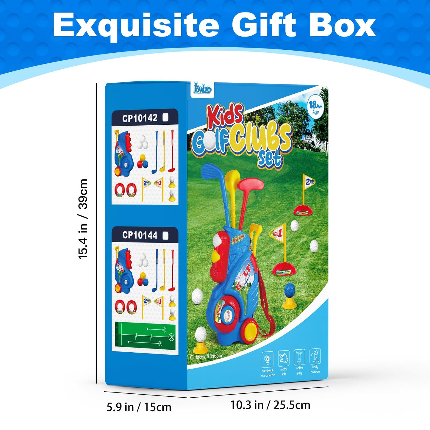 Jovizo Toddler Golf Set for Boys Girls 2 3 4 5 Years Old, Kids Golf Clubs Set with Cart & Putting Mat, Outdoor Indoor Sports Toys Birthday Gift, Blue