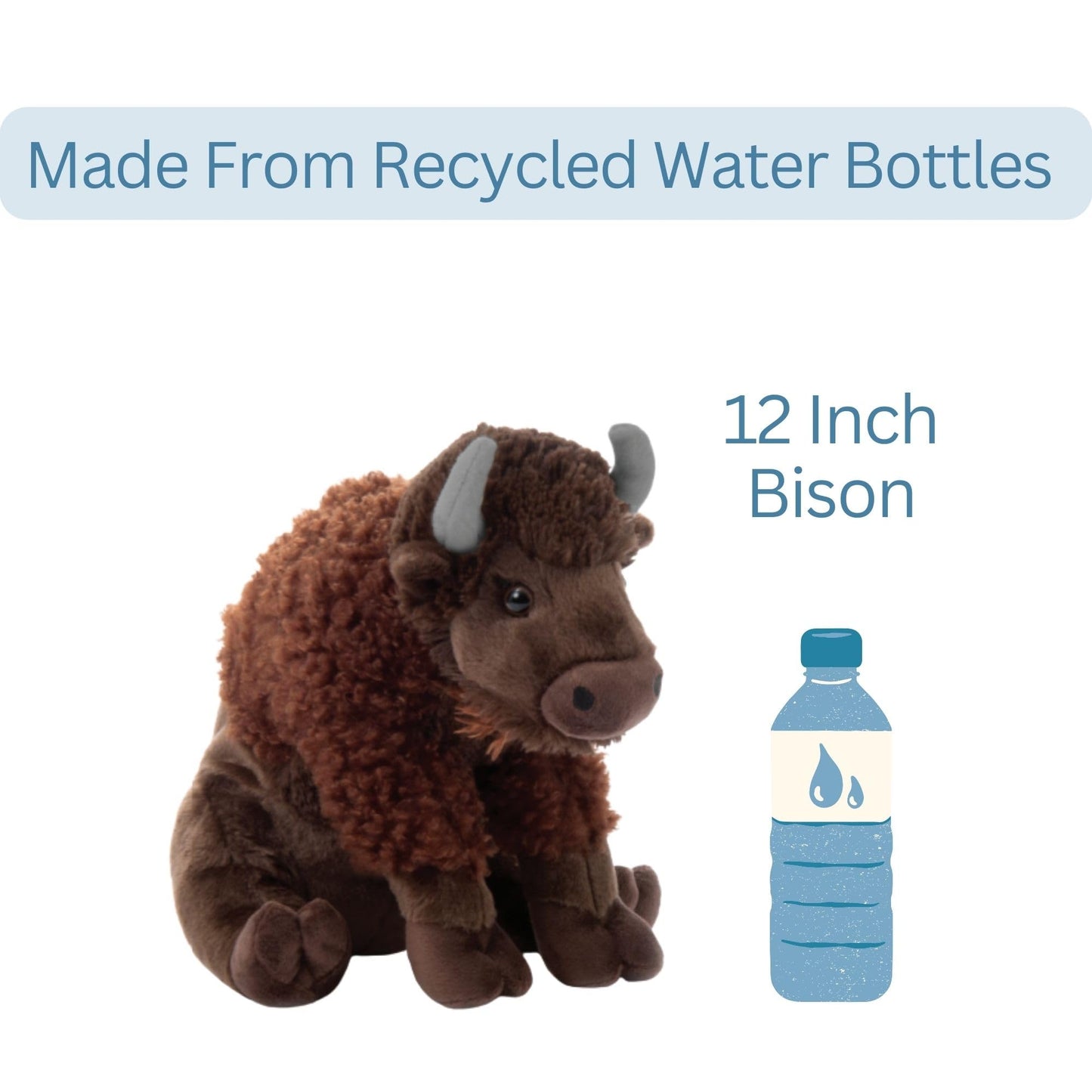The Petting Zoo Bison Stuffed Animal, Gifts for Kids, Wild Onez Zoo Animals, Sitting Bison Plush Toy 12 inches