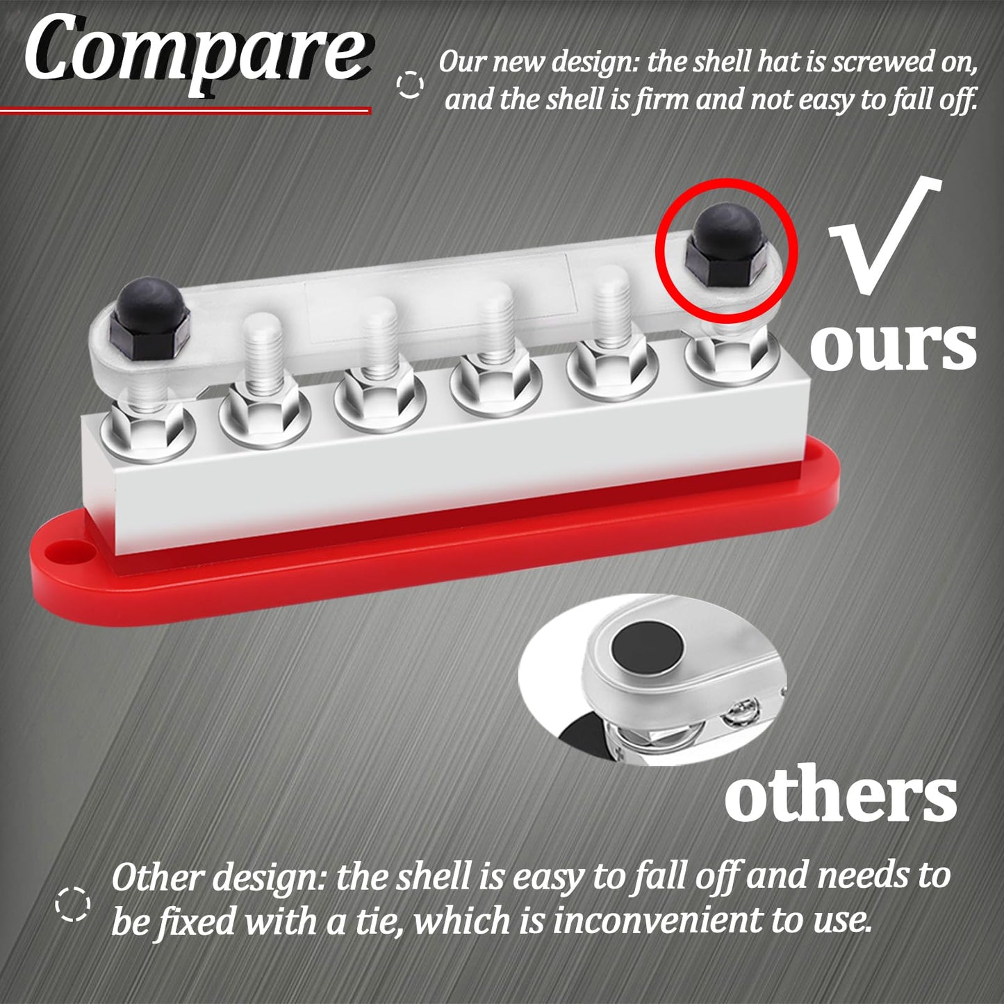 maierke 650A Bus Bar 12V Marine 3/8" Power Distribution Block Automotive Busbar Terminal Block,Battery Buss Bar (Pair, Red & Black) 6 x 3/8" Post