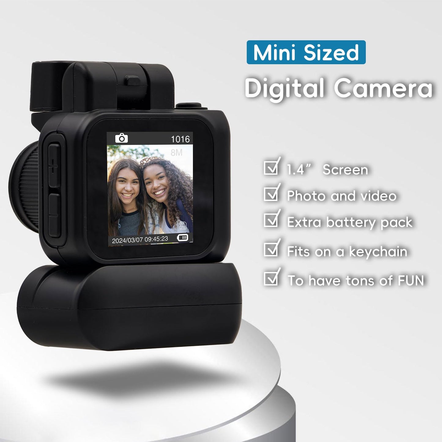 Digital Camera with 1.4 in LCD Screen 1080P 32GB Card Charging Base Monoreflexes Shaped CMOS Compact Portable Video Recorder Easy to Operate (Black)