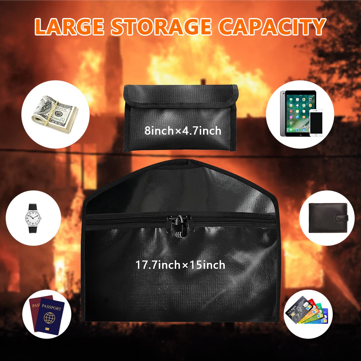 Sdstone Hanger Diversion Fireproof & Waterproof Safe with Lock and Small Fireproof Bag, Hidden pocket safe hanger, Under Hanging Clothes with Pocket to Hide Valuables for Travel or Home,2 Pack
