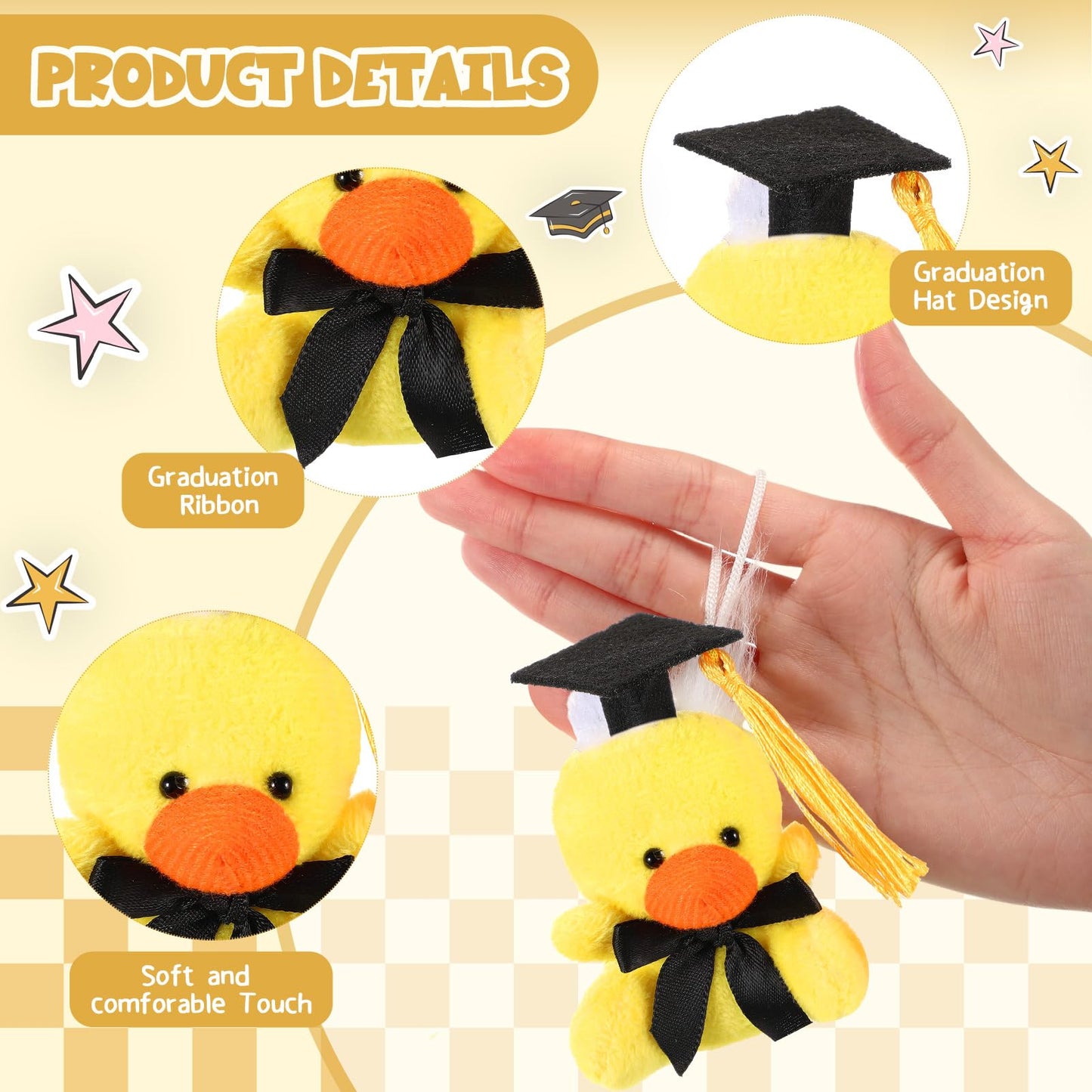 Trnayi 24 Set Mini Graduation Stuffed Duck with Gifts Box Graduation Stuffed Animal Keychain with Cap Gift Set for 2026 Graduations Party Graduations Decoration Prize Exchange Gift