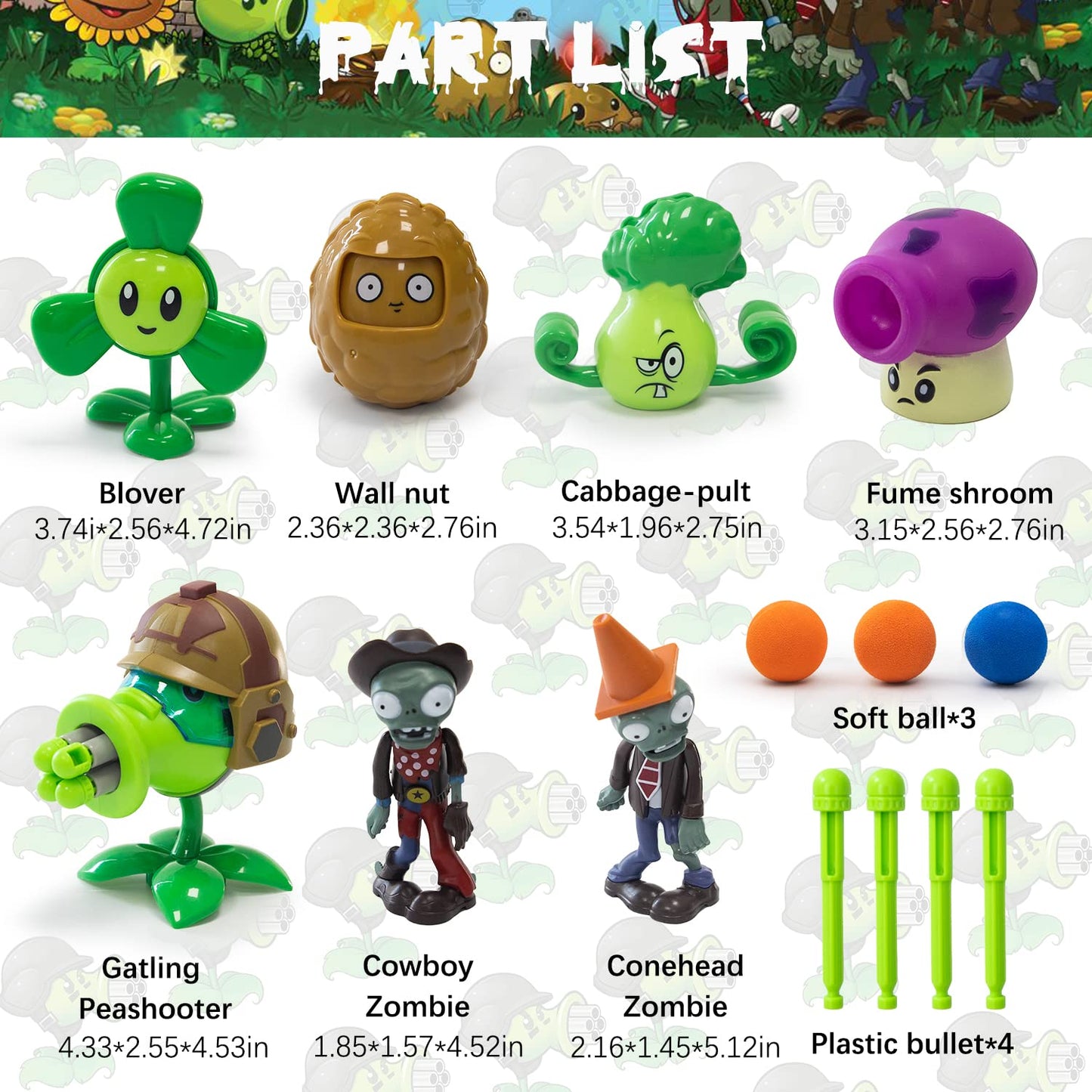 Maikerry Plants and Zombies Toys 7pcs PVZ Figurines Set Game Great Gifts for Kids and Fans,Birthday and Christmas Party