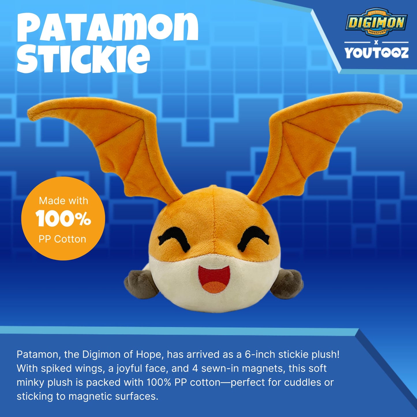 Youtooz Patamon Stickie 6" Plush, Collectible Plushie