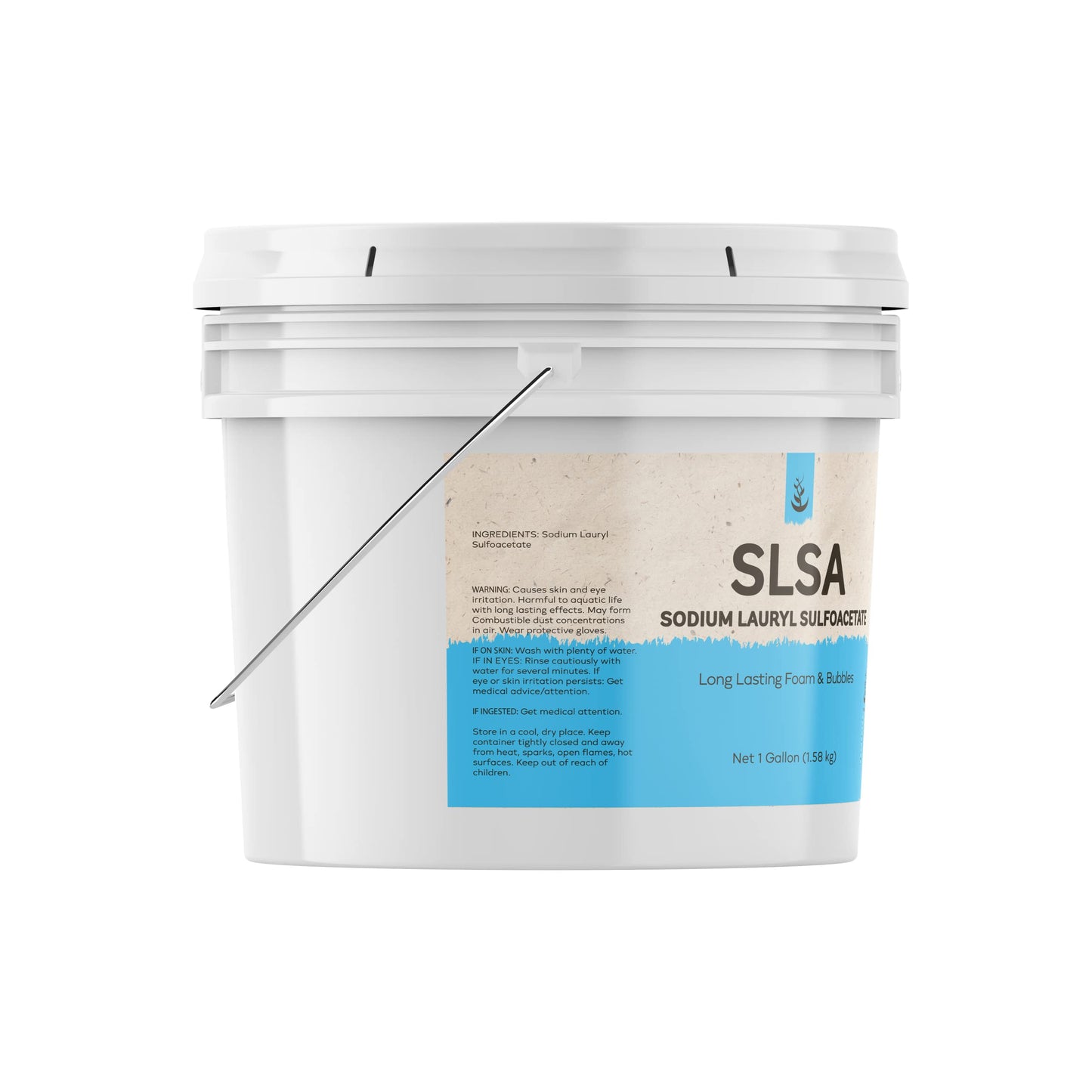 Pure Sodium Lauryl Sulfoacetate (SLSA) (1 Gallon) Long Lasting Foam & Bubbles, Gentle on Skin