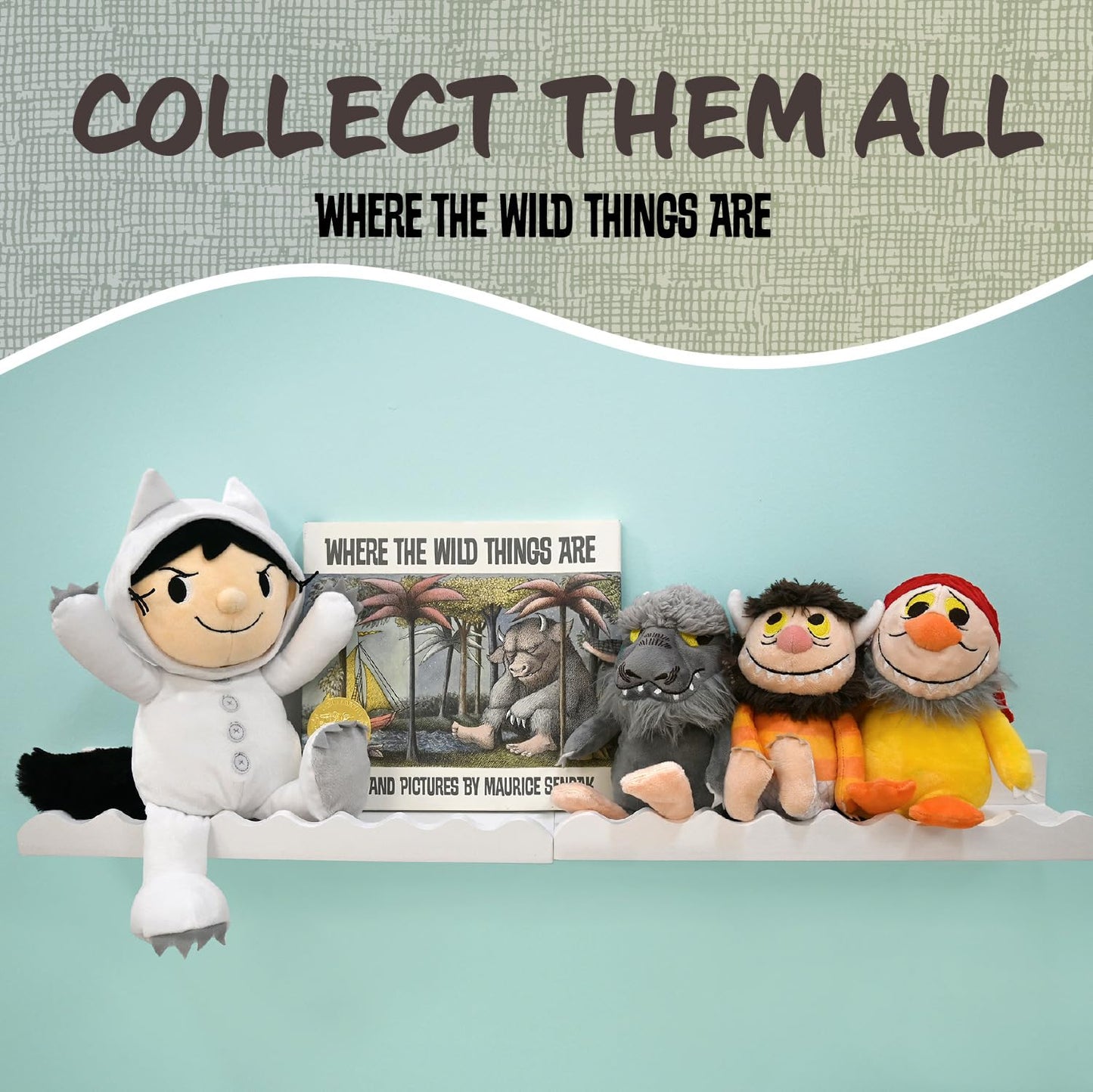 KIDS PREFERRED Where The Wild Things are Plush 14 Inch Max Stuffed Animal with Crinkle Feet, Bean Filled Bottom, and Removable Hood