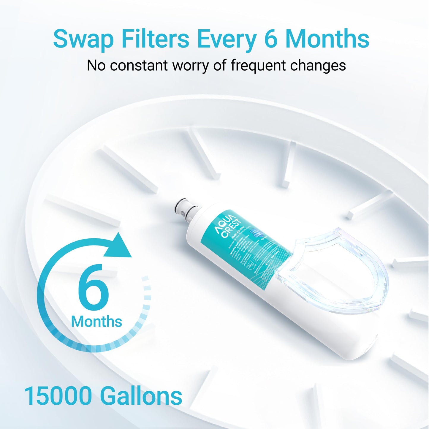 AQUA CREST 3US-PF01 3US-MAX-F01 Replacement Filter, NSF/ANSI 42 Certified Replacement for Filtrete® 3US-PF01, 3US-MAX-F01H, 3US-PS01, Delta RP78702, Manitowoc K-00338, HF20 HF25 Water Filter, 2 Pack