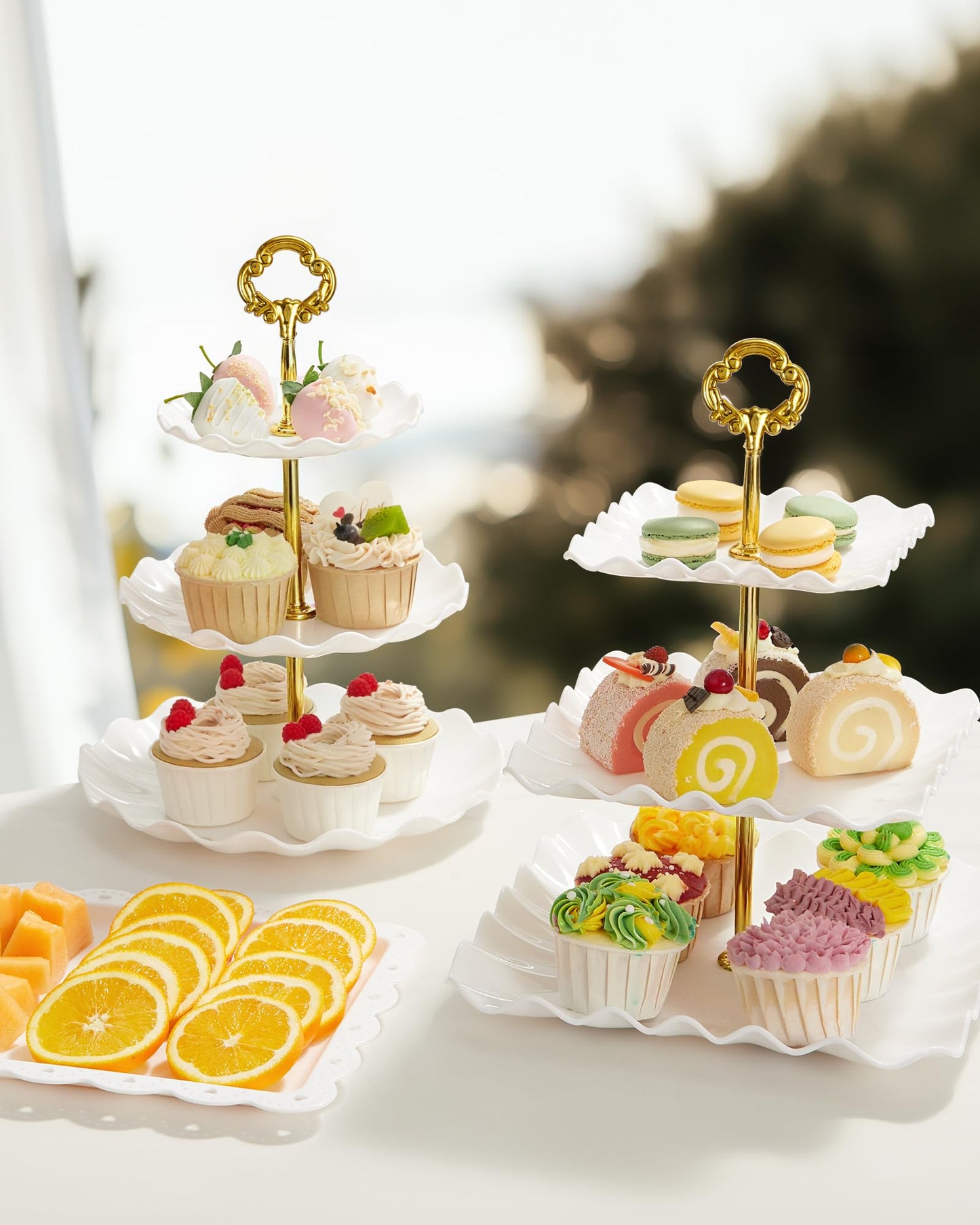 Kootek Dessert Cupcake Stand, 10pcs Dessert Table Display Set, 3 Tiered Cup Cake Holder Tower Stand Riser& Cookie Serving Trays for Wedding, Tea Party, Birthday, Baby Shower
