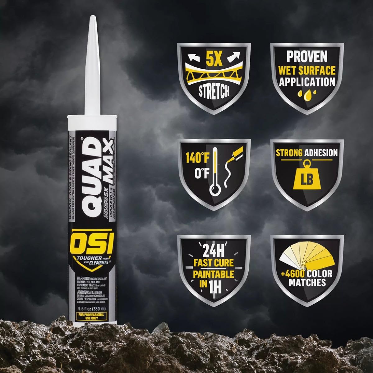 12-Pack of 9.5 oz OSI 1868684 White 001 Quad Max Window, Door & Siding Sealant