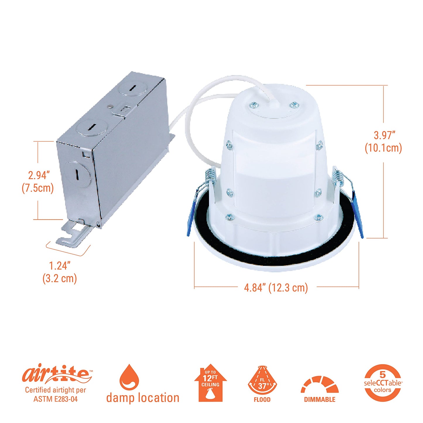 HALO RLS 4-in Adjustable Recessed LED Downlight for Any Sloped Ceiling w/Selectable Color Temperatures - White - RLS4099FS1EWHDMR