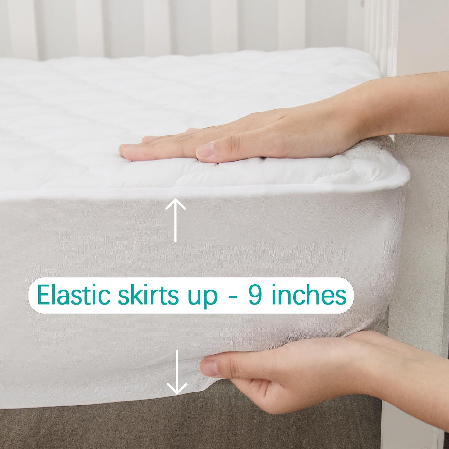 2 Pack Crib Mattress Protector Waterproof Crib Sheets Fitted Mattress Pad Cover Absorbent Crib/Toddler Mattress Protector Sheet Quilted, White, 52" x 28"