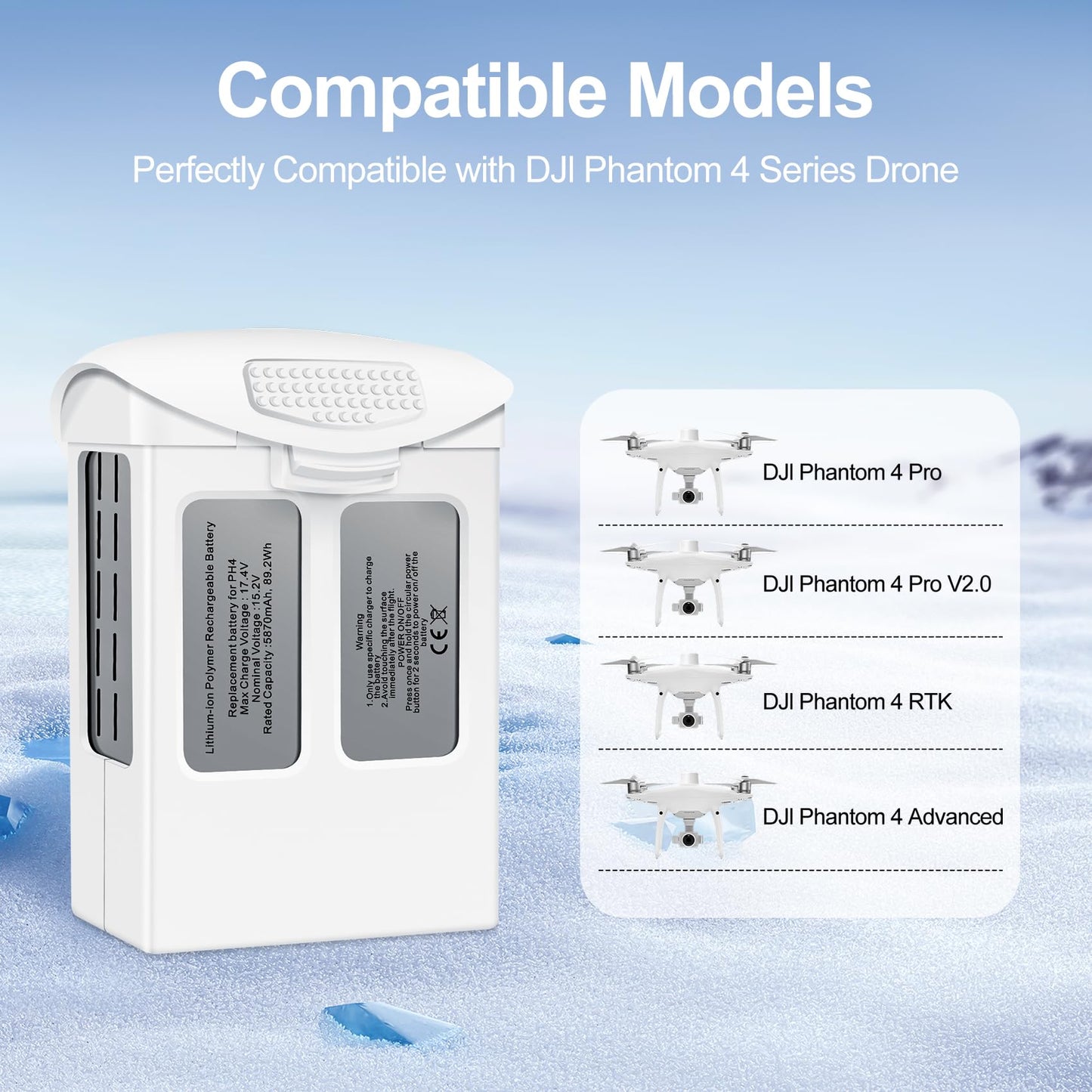 Fantasyo Phantom 4 Battery,5870mAh Intelligent Flight Battery 1 Pack, Compatible with DJI Phantom 4 Pro/Phantom 4 Pro V2.0 / Phantom 4 RTK/Phantom 4 Advanced Series Drone