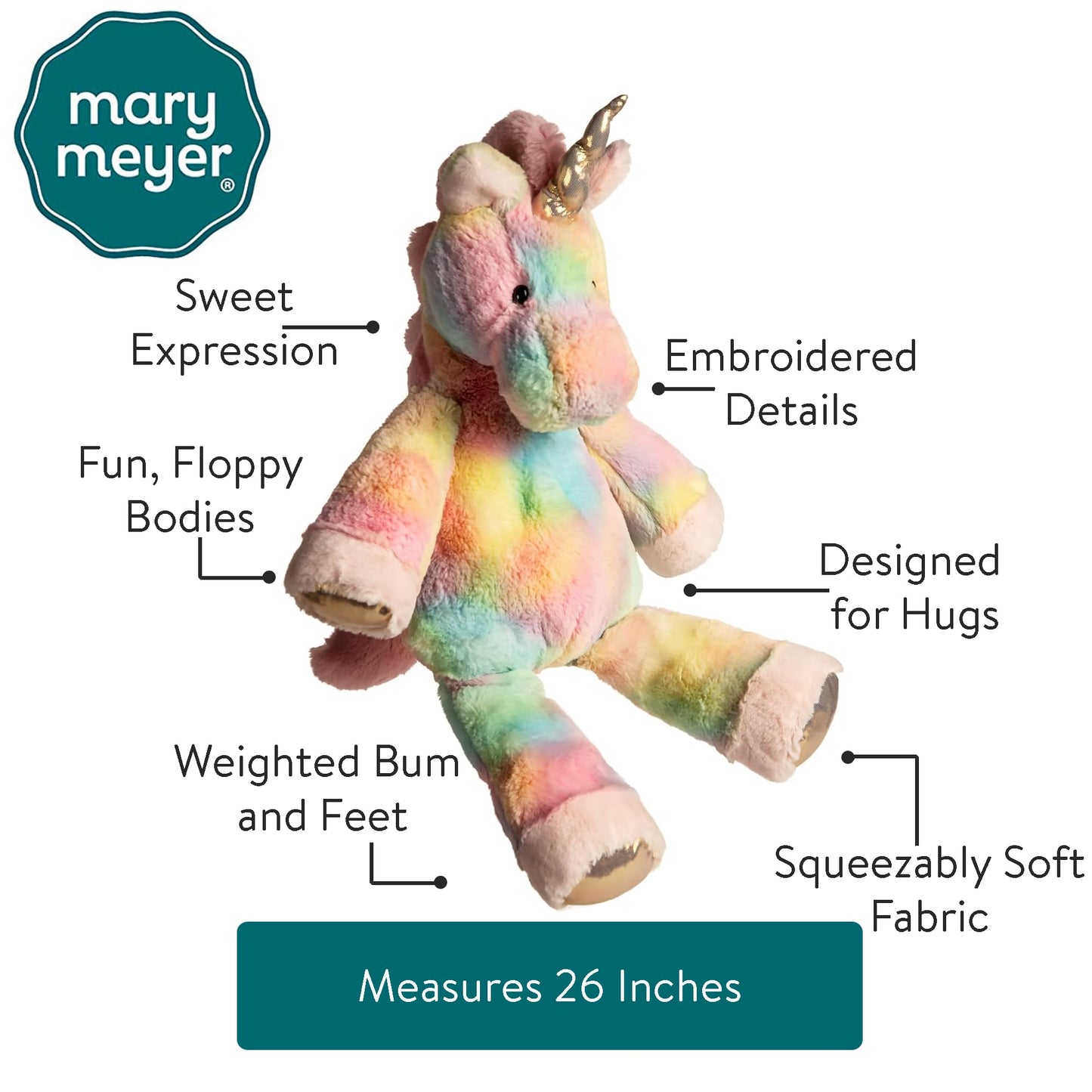 Mary Meyer Marshmallow Zoo Stuffed Animal Soft Toy, 26-Inches, Large Fro-Yo Unicorn