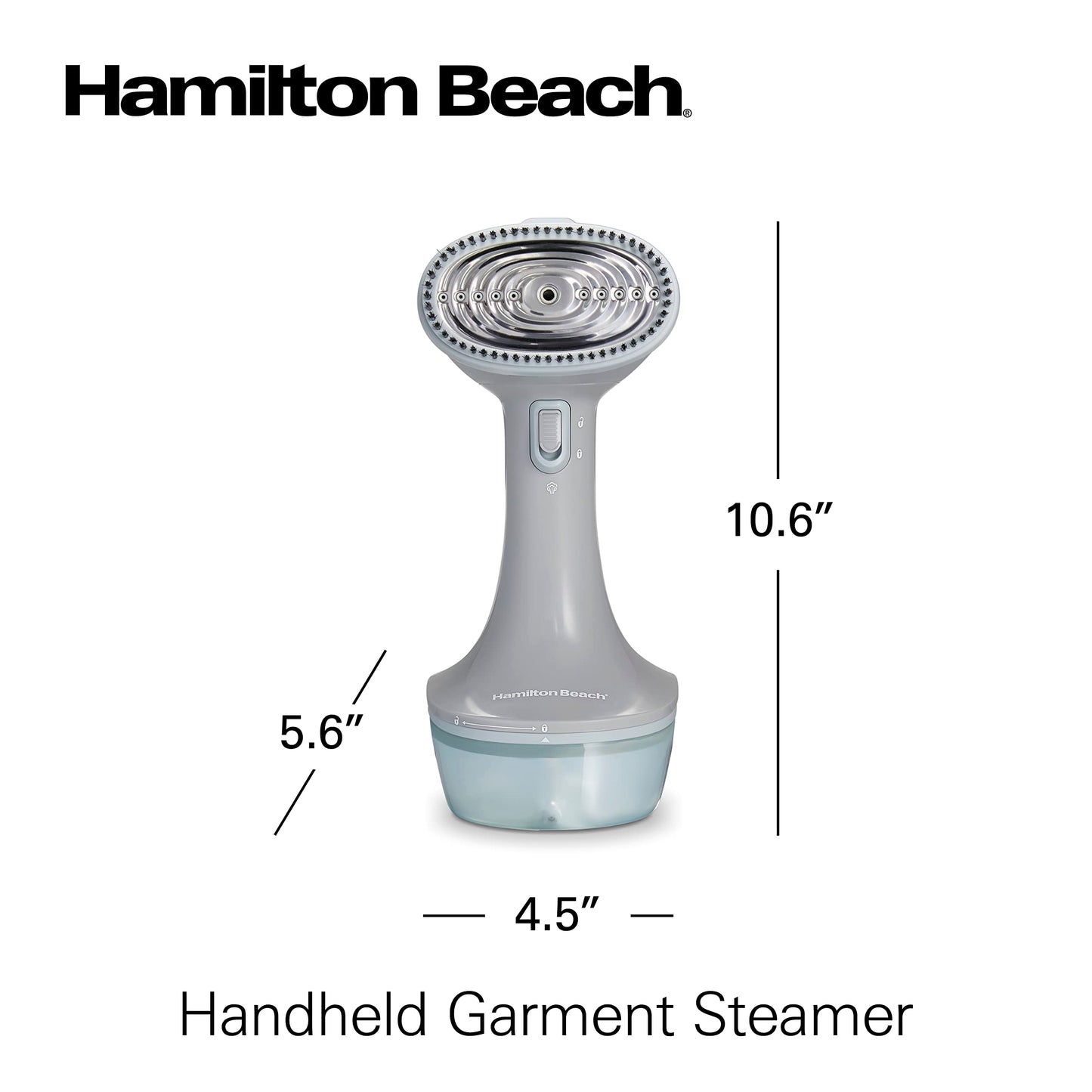 Hamilton Beach Handheld Garment Steamer for Clothes, Fabric and Drapes,1200 Watts, 400ml Water Tank, 20 Minutes of Continuous Steam, Vacation Essentials, Gray & Blue (11557)