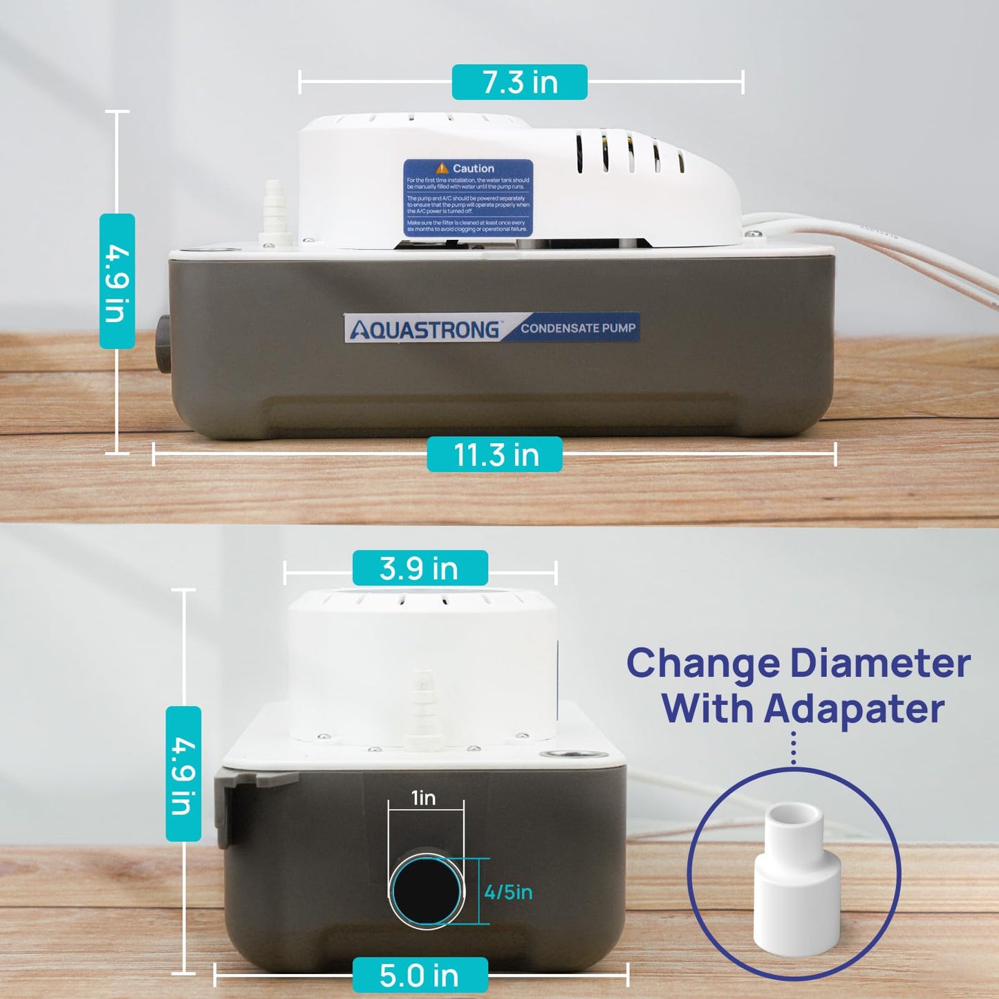 Aquastrong 1/38 HP 85 GPH HVAC Condensate Pump, 115V/230V, AC Condensation Remove Pump with Automatic Safety Switch & 19.7ft Tubing for Air Conditioner, Furnace, Dehumidifier,Ice Maker,Water Drain