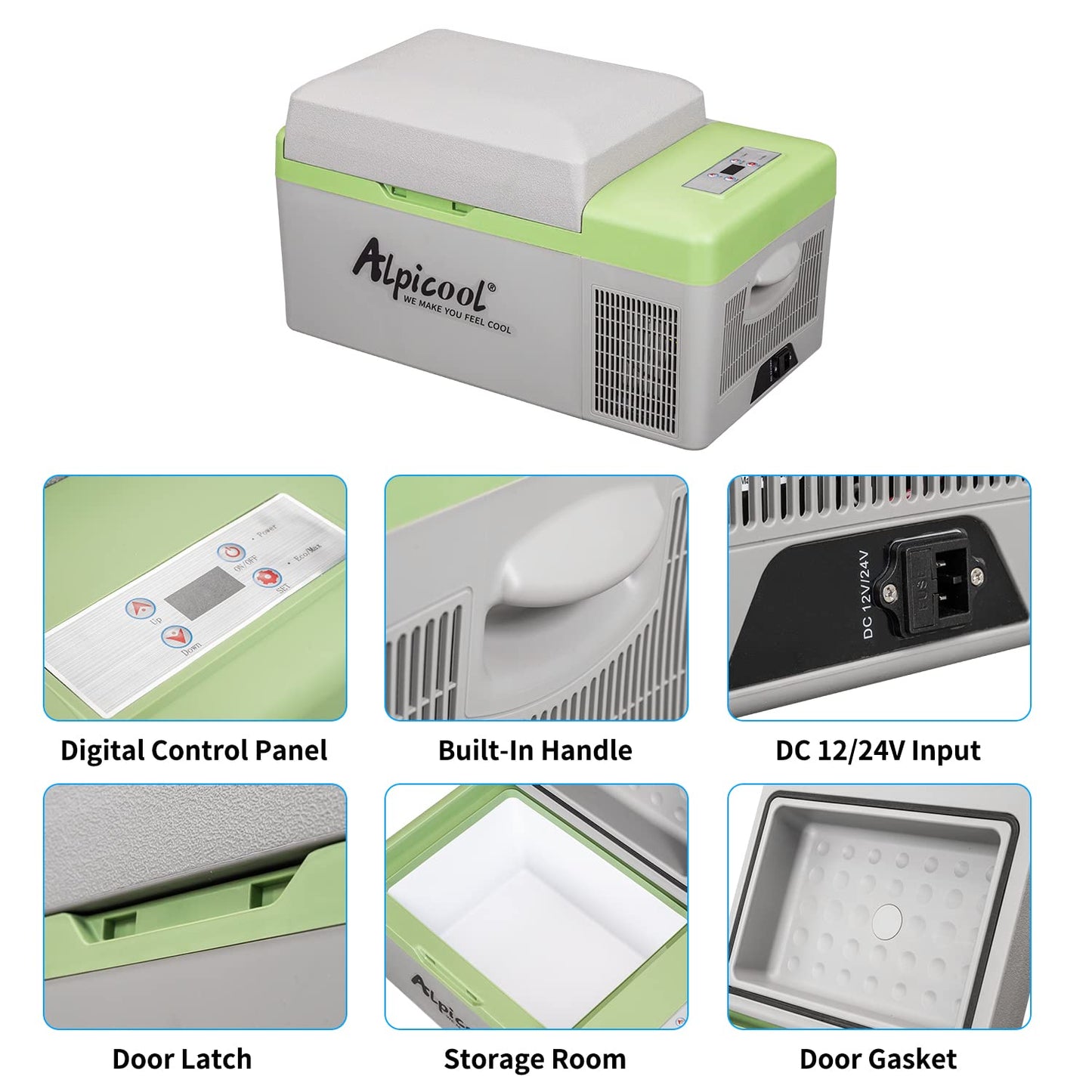 Alpicool Portable Fridge 12 Volt Car Refrigerator 21 Quart Freezer for Fishing, Camping, RV, Truck, Boat-12/24V DC