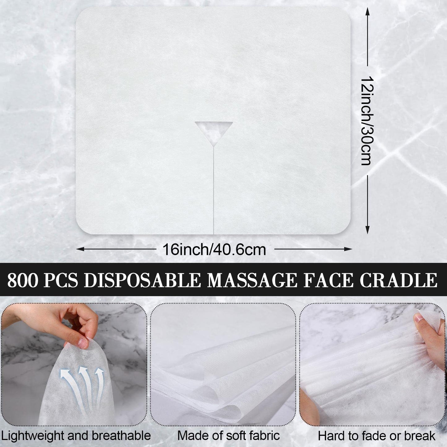 Oudain 800 Pcs Disposable Face Cradle Covers Massage Face Cradle Cover for Massage Table Fitted for 16 x 12 Inches