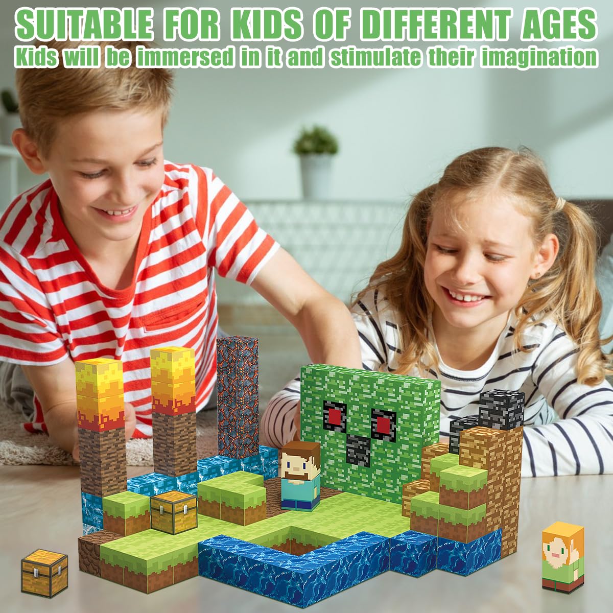 AIDYVOI 160 PCS Magnetic Blocks Building Toys, Build 3D Magnetic Building Blocks Set for Kids Ages 3+, Magnet Blocks STEM Sensory Educational Christmas Birthday Gifts Construction Toys