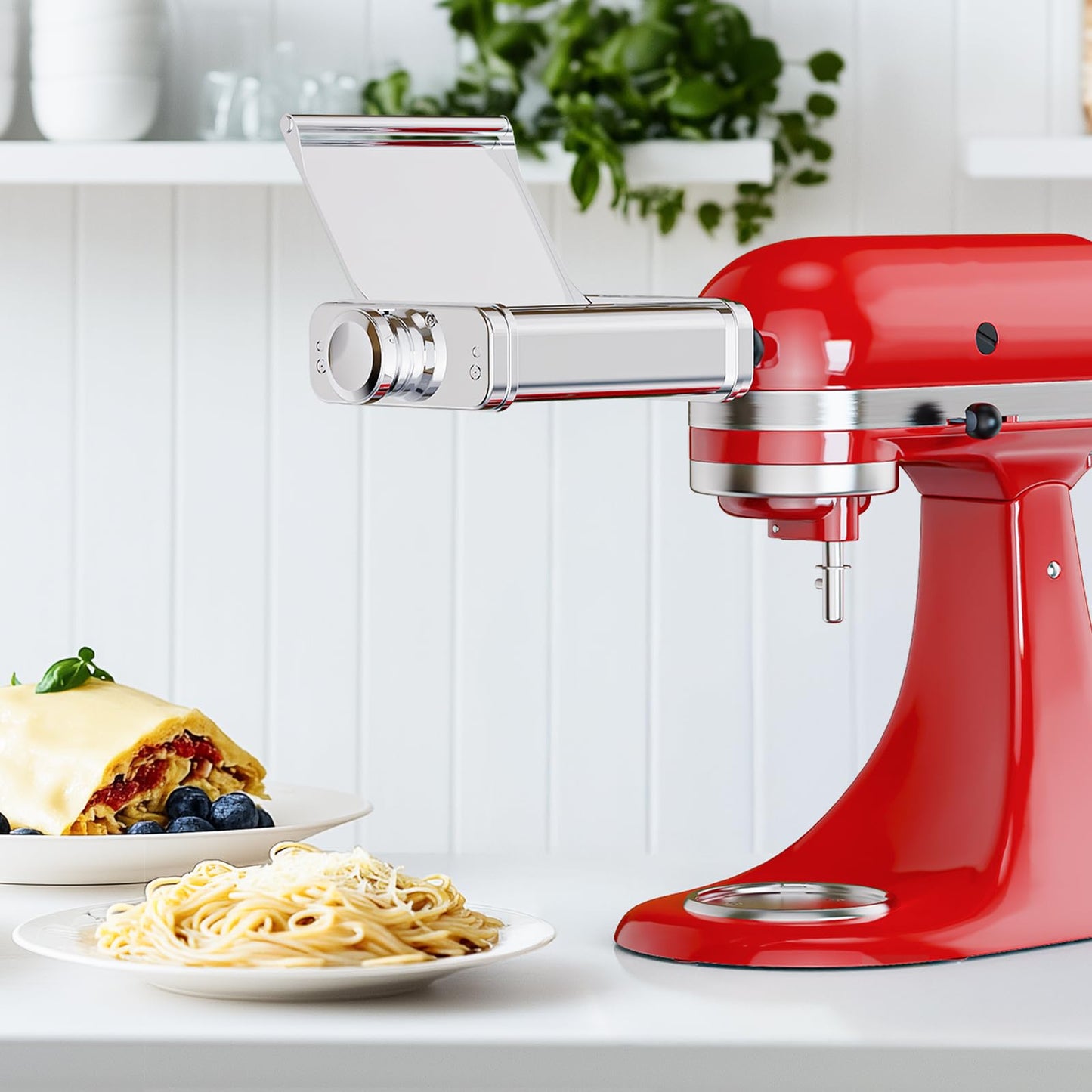 3-in-1 Pasta Attachment for KitchenAid Stand Mixer - Stainless Steel Pasta Maker includes Roller, Spaghetti & Fettuccine Cutters | Professional Pasta Accessories for Homemade Noodles & Italian Cuisine