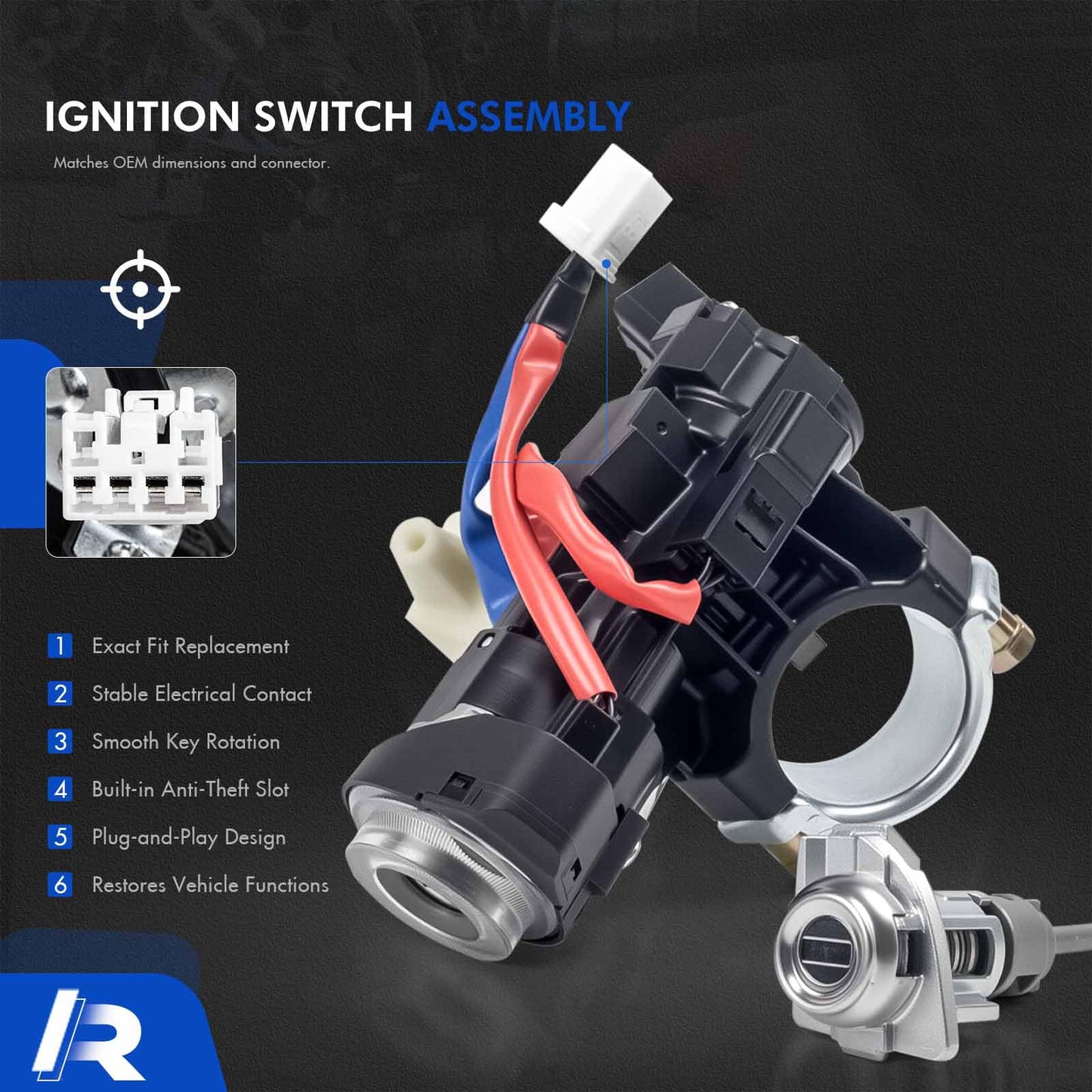 81905-F2230 Ignition Lock Switch Assembly with Door Lock Cylinder & Keys Fit for Hyundai Elantra 2017-2020 Ignition Lock Cylinder with Housing Replace# 81910-F2130, 81970-F2B00, 81900-F2H00