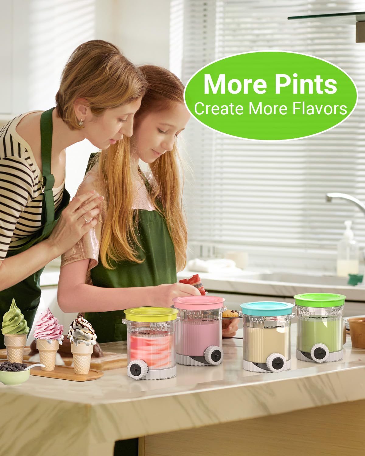 4 Pack for Ninja Creami Swirl Pints and Lids Compatible with Ninja NC700 Series, NC701, NC701C, Creami Containers for Swirl Ice Cream & Soft Serve Makers, BPA-Free, Dishwasher Safe