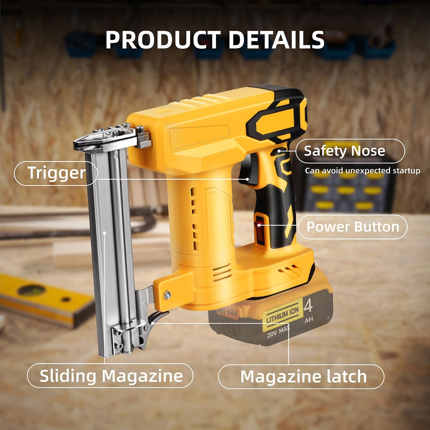 18 Gauge Brad Nailer/Narrow Crown Stapler Compatible with Dewalt 20V MAX Battery(NO Battery) 2 in 1 Cordless Nail Gun with 1000 Nails and 1000 Staples for Home Improvement, DIY and Woodworking