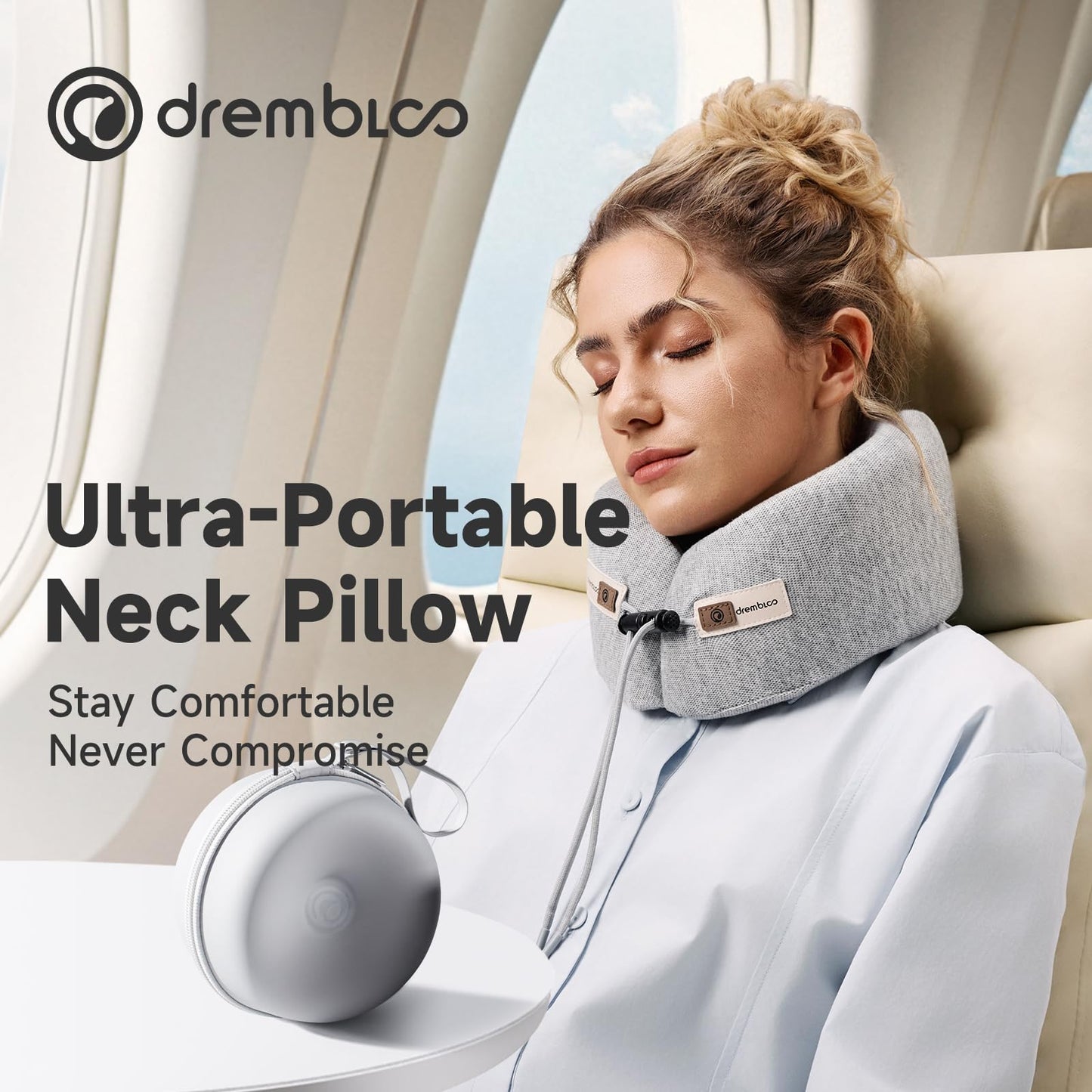 Travel Neck Pillow for Airplane, Premium Memory Foam 360° Ergonomic Support for Sleeping on Long Flights, Compact Portable Sleep Essential with Comfortable Cover for Cars, Office Naps & Home Use