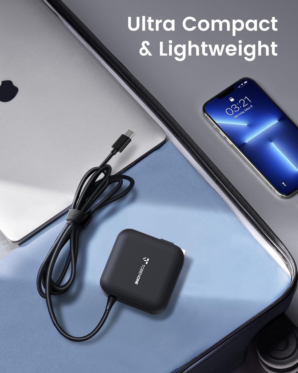 100W USB C Laptop Charger, Universal GaN III Power Supply Adapter, Replacement Foldable Fast Charger PD3.0 for MacBook Pro/Air, HP, Lenovo, Asus, Steam Deck, and All Type C Devices (5ft Cable)