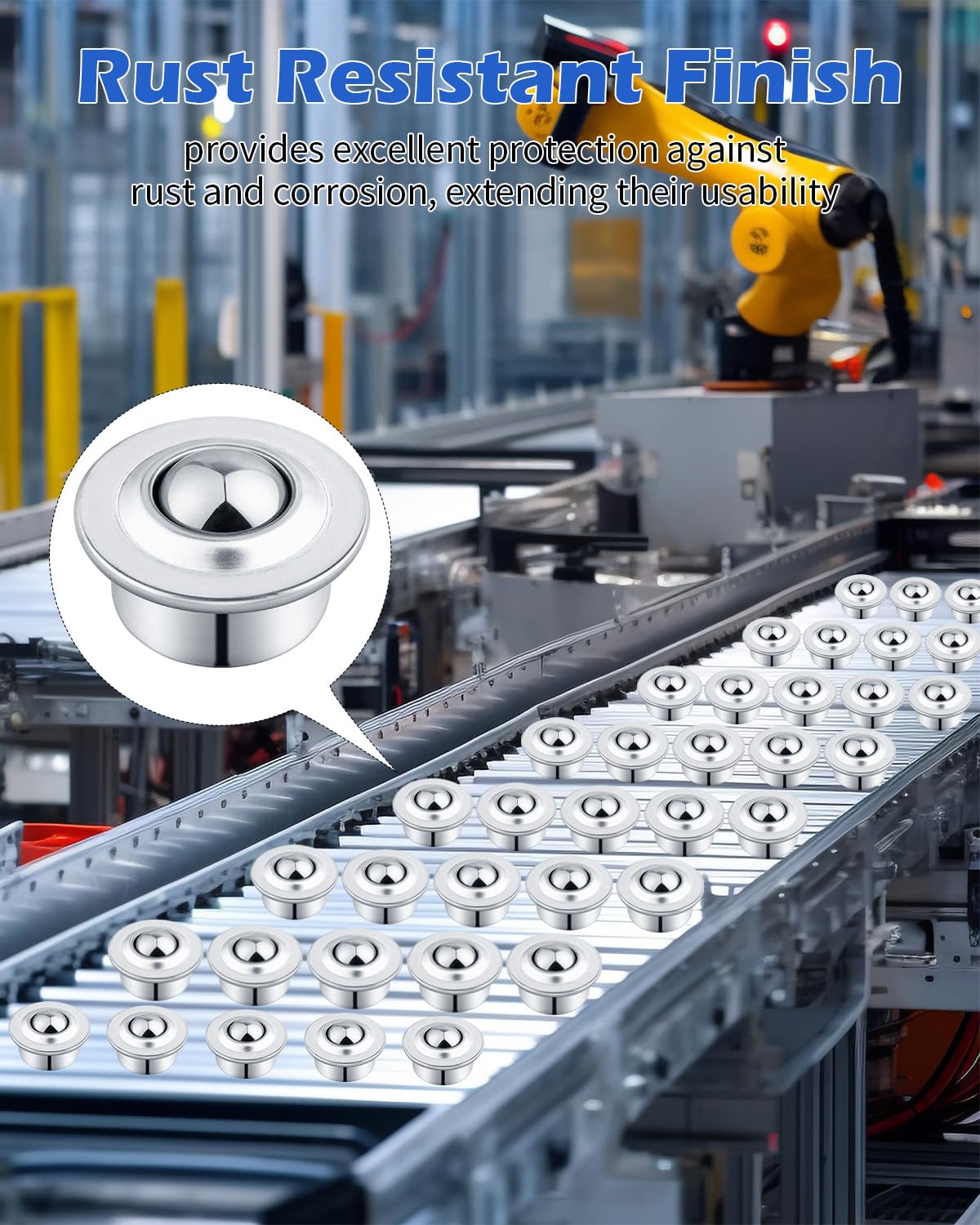AOKLIT 5/8" Roller Ball Transfer Bearing, 80PCS CY-15H Carbon Steel Ball Bearing Rollers, Ball Transfer Bearing Casters Universal for Conveyor, Transmission, Load Capacity 44lbs