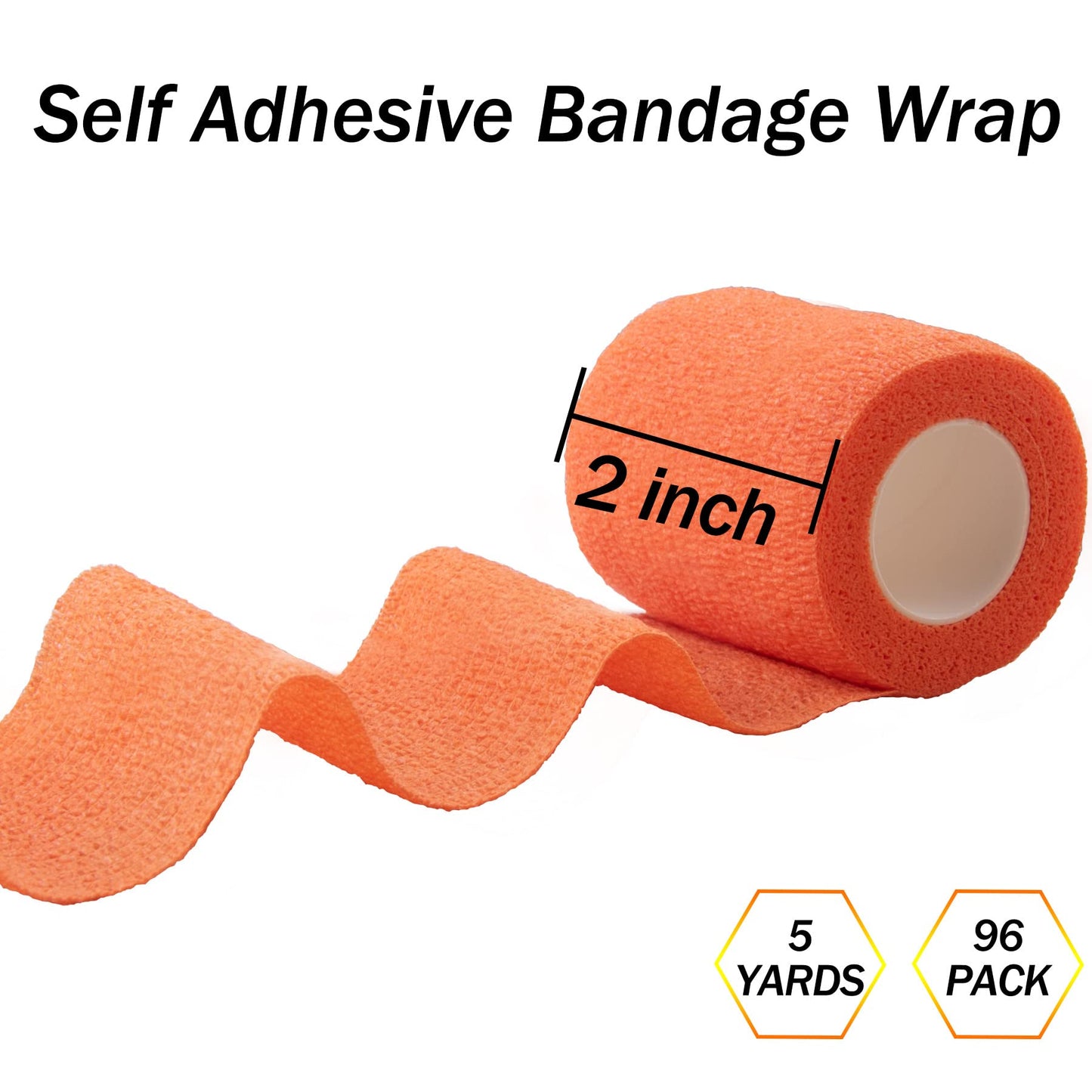 BQTQ 96 Rolls Self Adhesive Bandage Wrap Tape 2 Inch Self Adherent Wrap Self Stick Bandage Athletic Wraps Tape Stretch Bandages for Wrist Ankle Swelling Sprains (Rich Color)