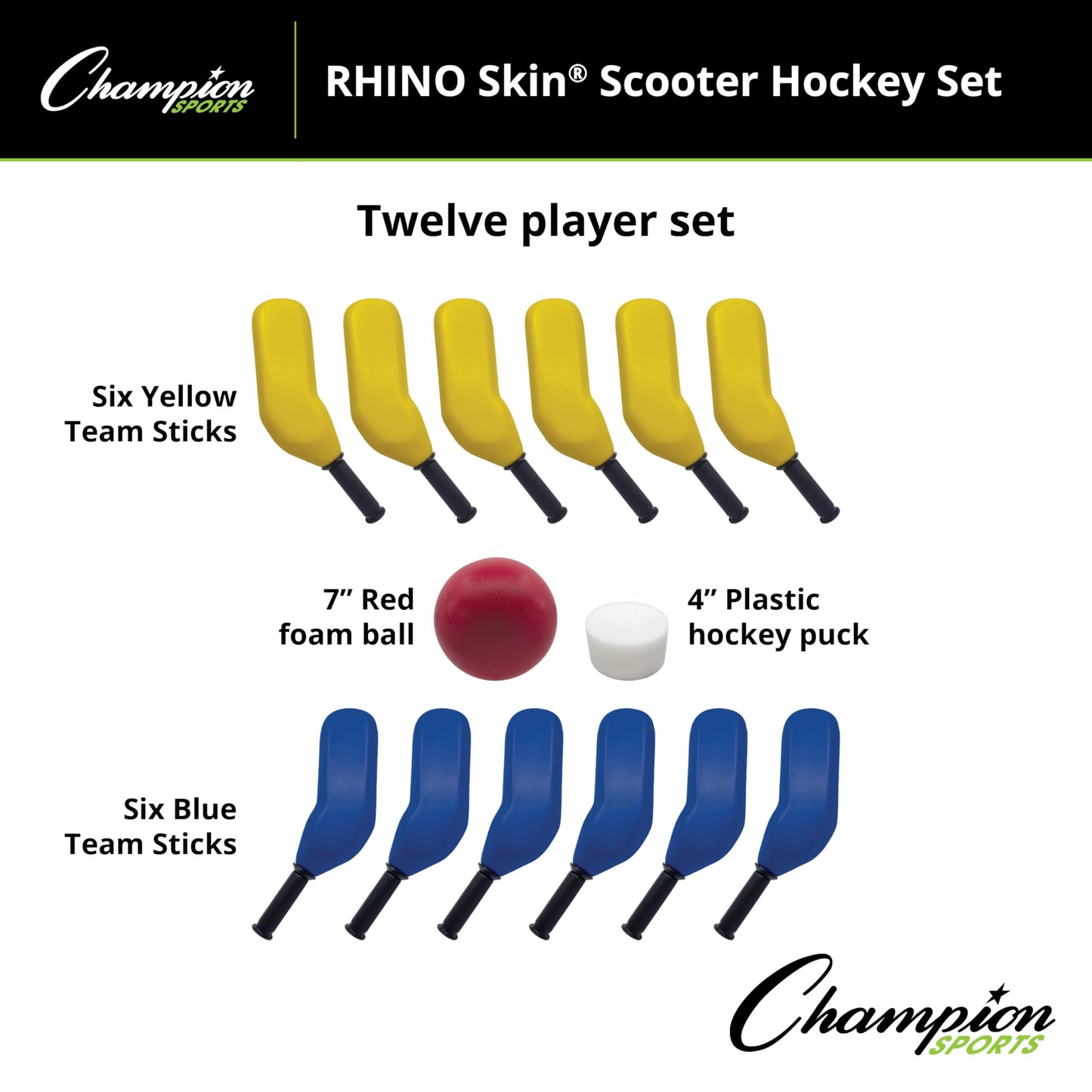 Champion Sports SHSET Rhino Skin® Scooter Hockey Set