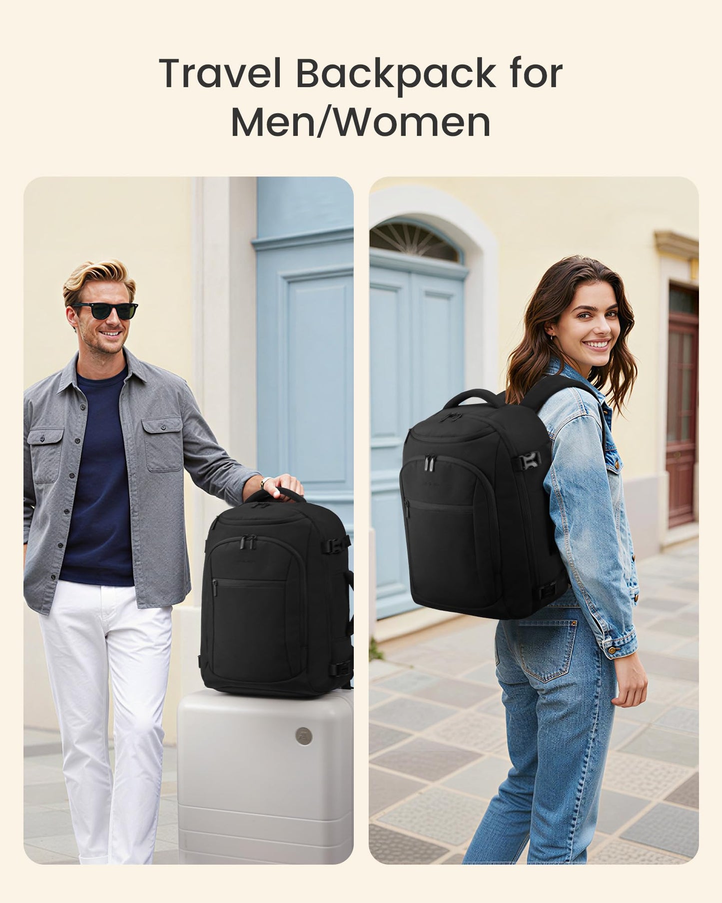 LOVEVOOK 40L Travel Backpack for Women & Men,Airline Approved Carry On Backpack with 3 Packing Cubes,TSA Waterproof Personal Item Bag,Weekender Overnight Essentials Backpacks fits 18" Laptop