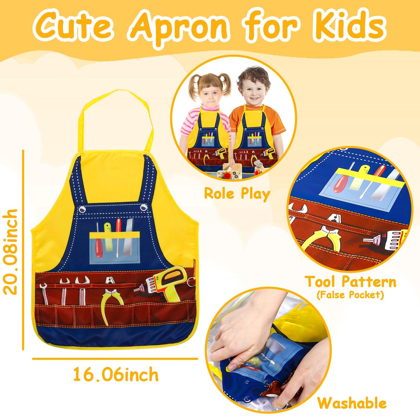 TONZE Kids Tool Set with Apron Wooden Toddler Tool Bench Box Montessori Toys for 2 3 4 Year Old Boys Girls Educational STEM Building Toys Pretend Play Toddler Toys 3 to 5 Years Old Birthday Gift