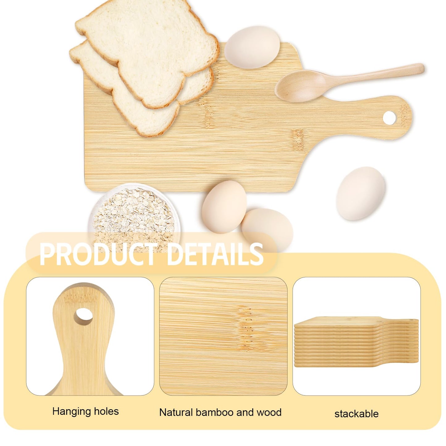 25 PCS Cutting Board Bulk Wood Chopping Board Laser Engraving Serving Board with Handle Charcuterie Boards for Customized Mother's Day Housewarming Gift 11" x 5" Bamboo