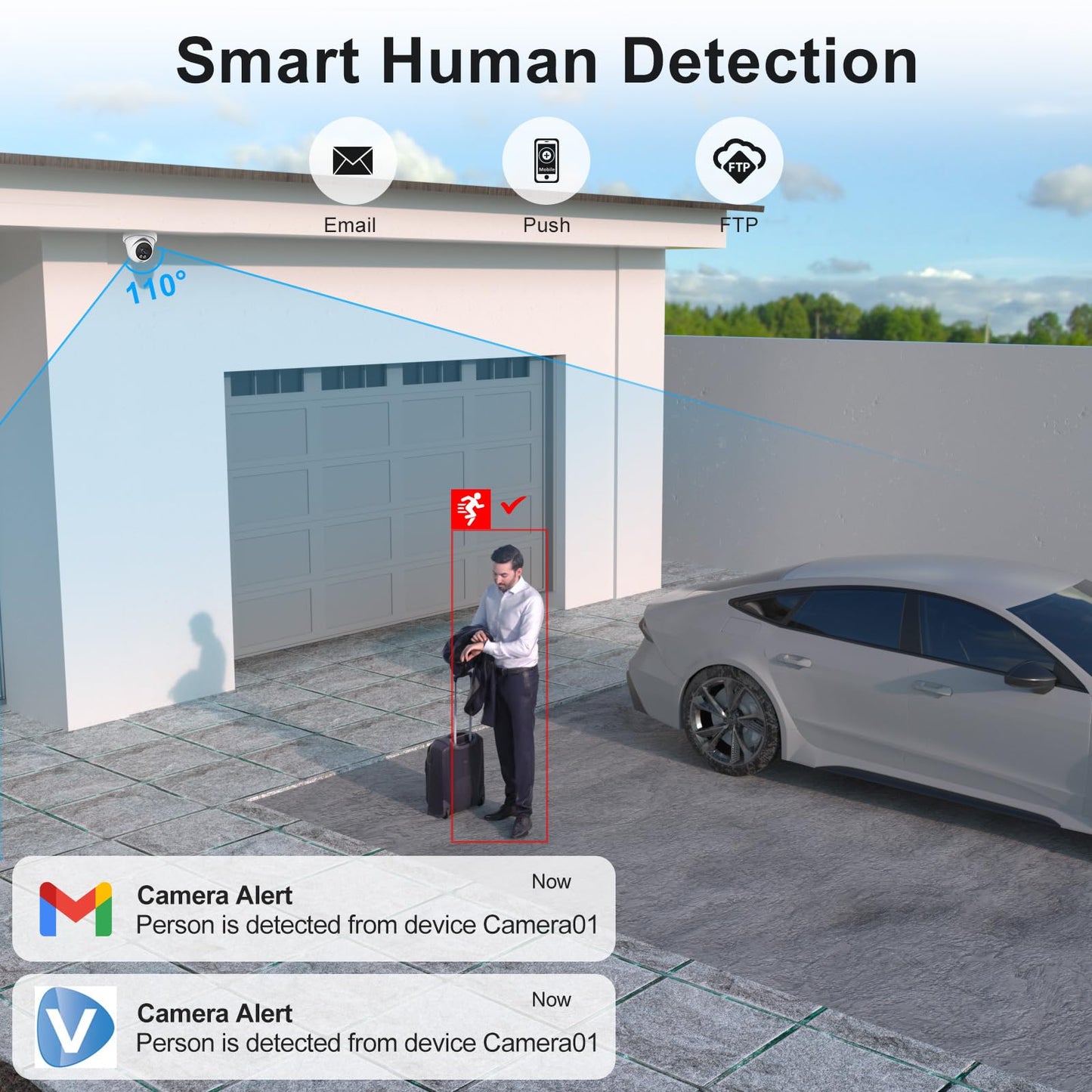 Anpviz 4MP PoE IP Camera, Turret Security IP Camera Outdoor Indoor, AI Human Motion Detection, Smart Dual Light Color Night Vision, Built-in Mic, 2.8mm Lens, IP66 Waterproof, NDAA Complaint (U Series)