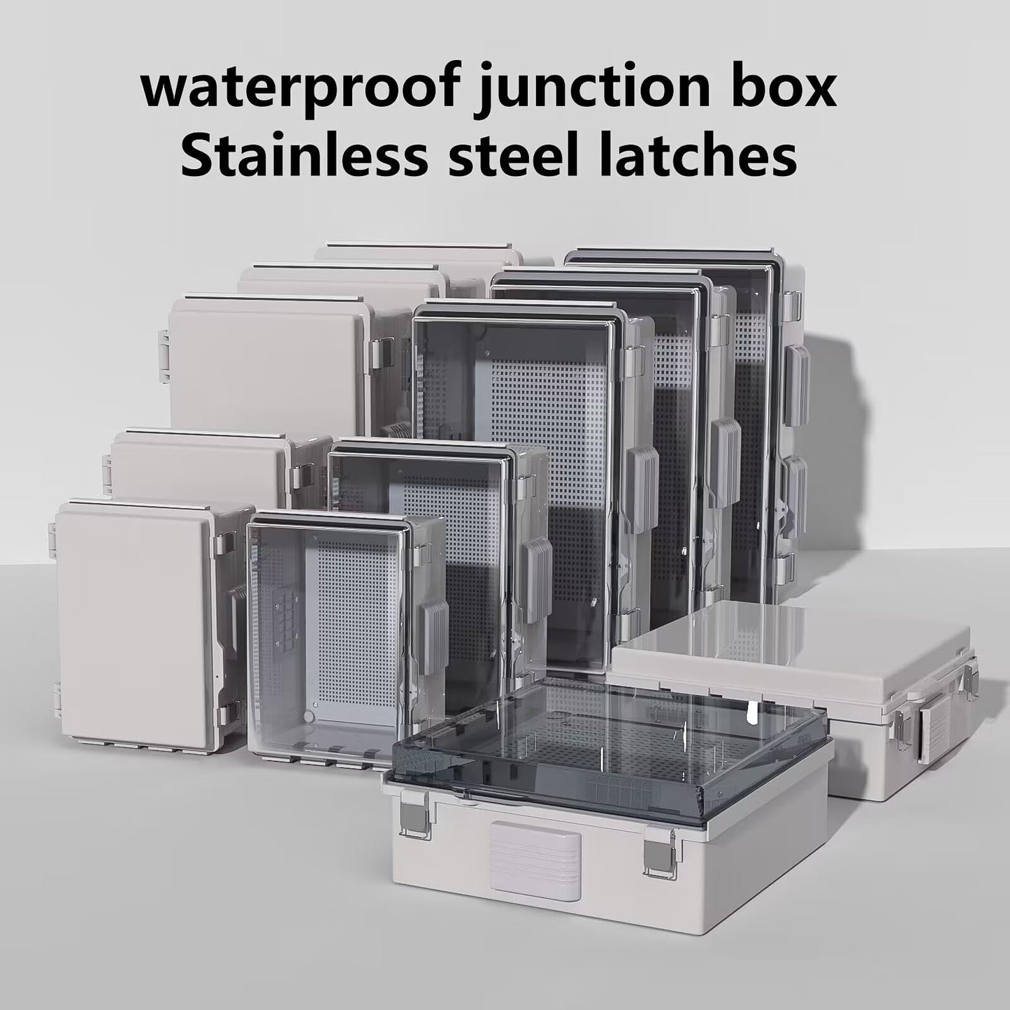 Animacyn ABS Electrical Junction Box, Ventilated Design, Cable Grommets, IP65 Waterproof Enclosure, Indoor/Outdoor Use with Mounting Panel. (Clear Cover, 15.7"x11.8"x7.1")