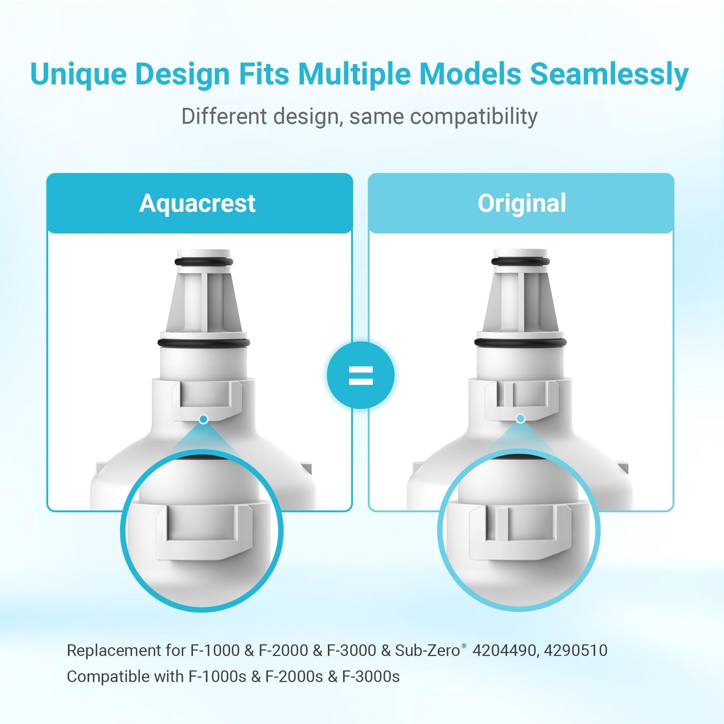 AQUA CREST F-2000, F-1000, 4204490 Sub Zero Water Filter Replacement for InSinkErator® F-1000,F-2000, F-3000, Sub-Zero 4204490,4290510 and AquaPure AP Easy C-Complete, Subzero Filter, NSF/ANSI 42