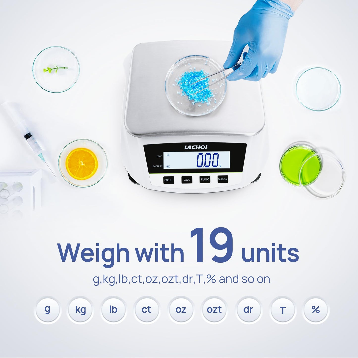 LACHOI Lab Analytical Balance 5000g×0.01g Analytical Balance High Precision Lab Scale 0.01g Accuracy Jewelry Scientific Scale (No Test Weight)
