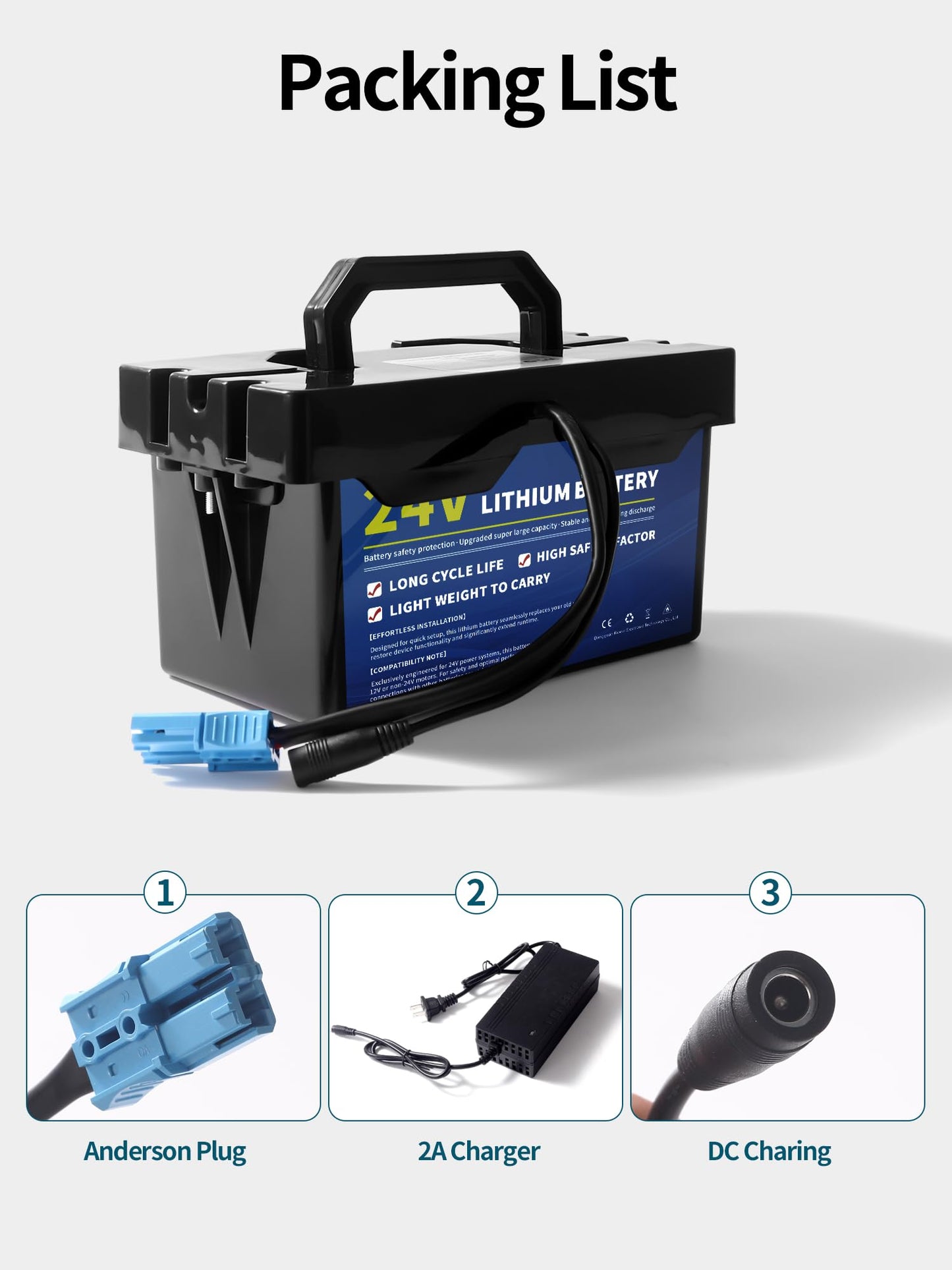 24V 7Ah Lithium Battery for Power Wheels, 24 Volt Replacement Battery for Ride-On Cars & Toys, Lightweight and Long-Lasting, 2A Fast Charger