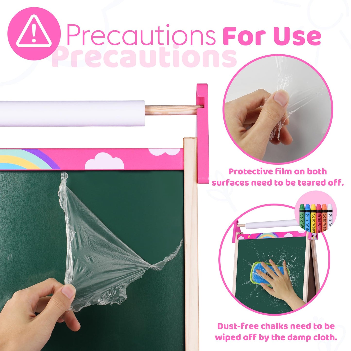 Joyooss Art Easel for Kids, Adjustable Standing Wooden Toddler Kids Easel Double Sided Drawing Board Whiteboard & Chalkboard Dry Easel Board, Art Easel for Kids Age 4-8 9-12 Painting Set