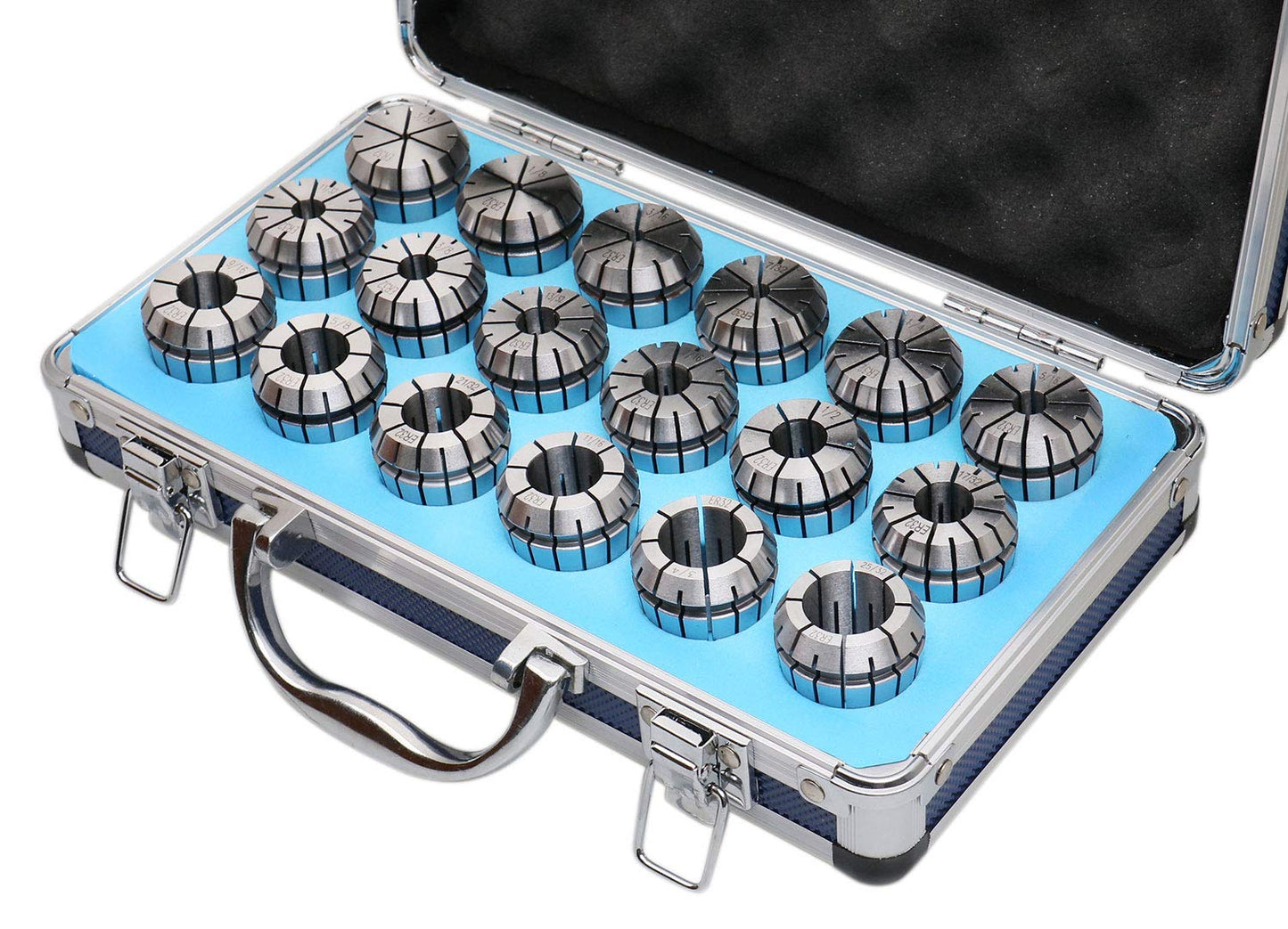 Accusize Industrial Tools - Precision ER32 Collet Set, 18 Pcs, Sizes 3/32'' to 25/32'', High Accuracy, Durable Storage Box, 0223-0880