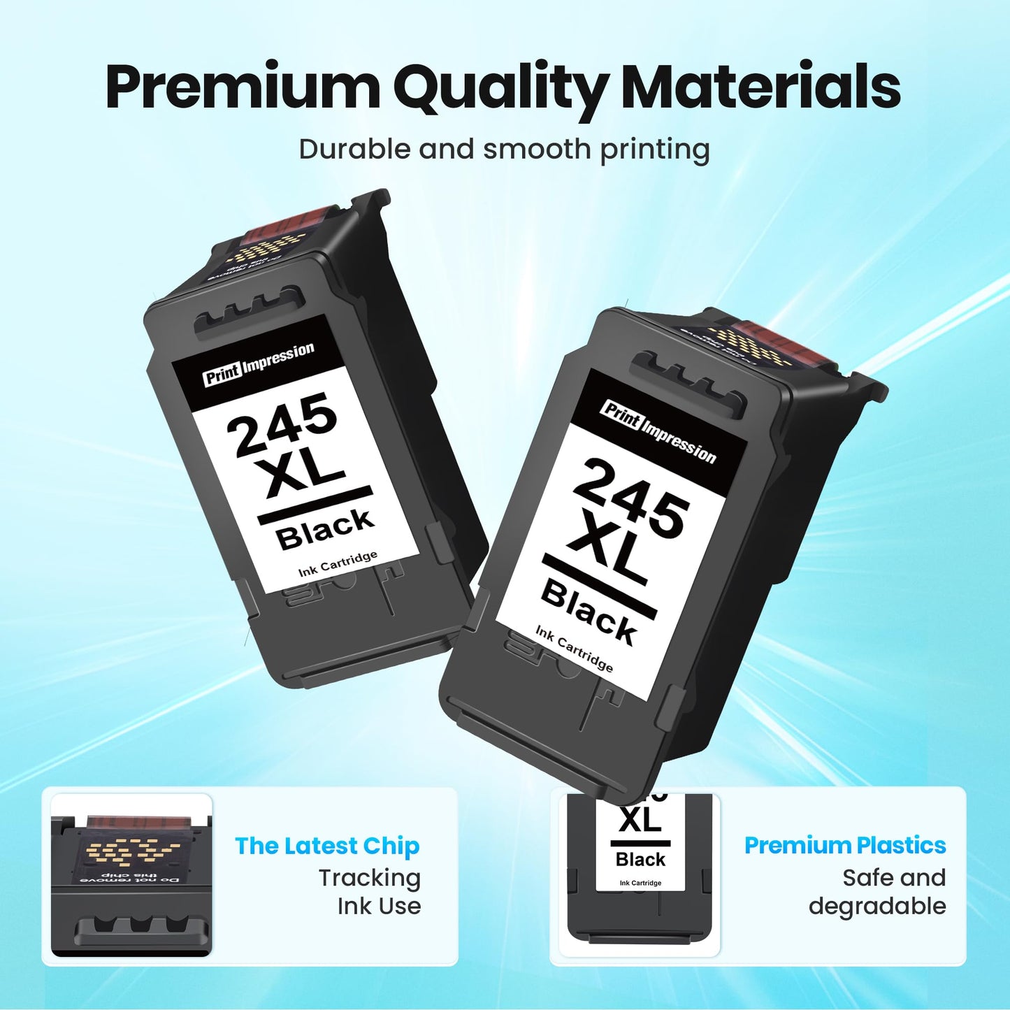 245XL Ink Cartridge Replacement for Canon 245XL Black Ink PG-245 XL Work for Canon MG2522 Printer Ink Cartridges PIXMA MG2520 MG2525 TR4520 TR4522 TR4527 TS202 TS302 TS3320 TS3322 MX490 MX492 (2Black)