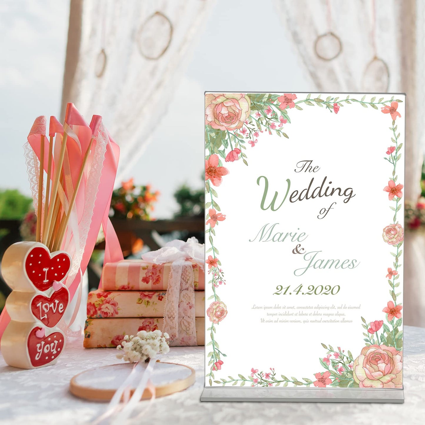 Amyhill 24 Pack Acrylic Sign Holder Plastic Standing Frame Clear Table Menu Double Sided T Shape Poster Acrylic Frame for Wedding Party Office Restaurant Hotel(5 x 7 Inch)
