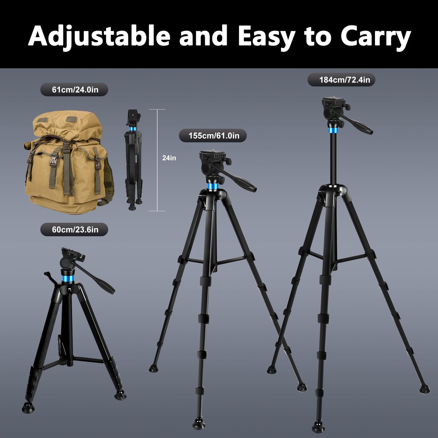 72.4 inch Spotting Scope and Binoculars Heavy Duty Tripod, Shooting Hunting Rest V Yoke Stand with Binoculars Adapter, Compatible with Monocular/Astronomical Telescope/DSLR Camera/Projector(Load 22Lb)