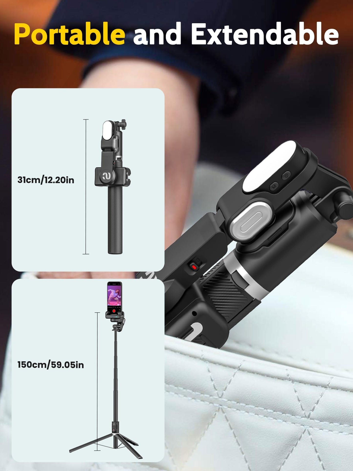 AOCHUAN Auto Face Tracking Tripod 360 Rotation for iPhone Android,Phone Stand Follow You for Video Recording,Selfie Stick Tripod with RGB Light,Remote Control for YouTube,TikTok Vlogging(M2Pro Black)