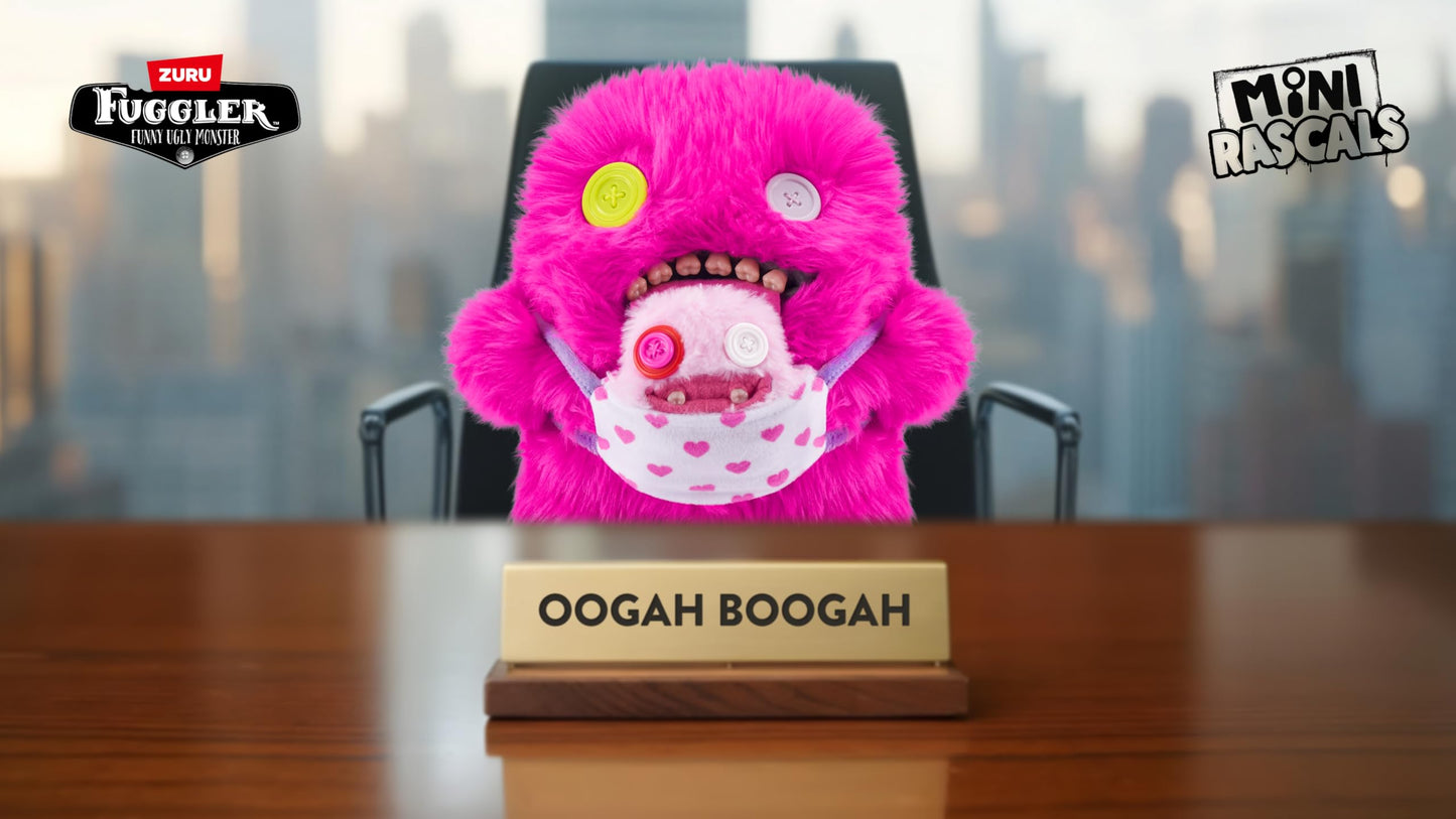 S001-PKC-FUGGLER-MINI Rascals-Series 1-Plush Oogah Boogah (Pink - Long Pile)-Window BOX-12PCS/12POLYBAG/CTN