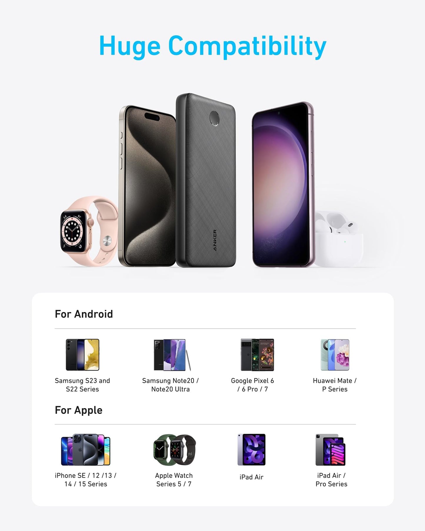 Anker Portable Charger, 325 Power Bank (PowerCore Essential 20K), 20K Battery Pack with 15W Charging, PowerIQ, 2 USB-A, 1 Micro USB, Two-Way USB-C Ports for iPhone Series, AirPods, and More (Black)