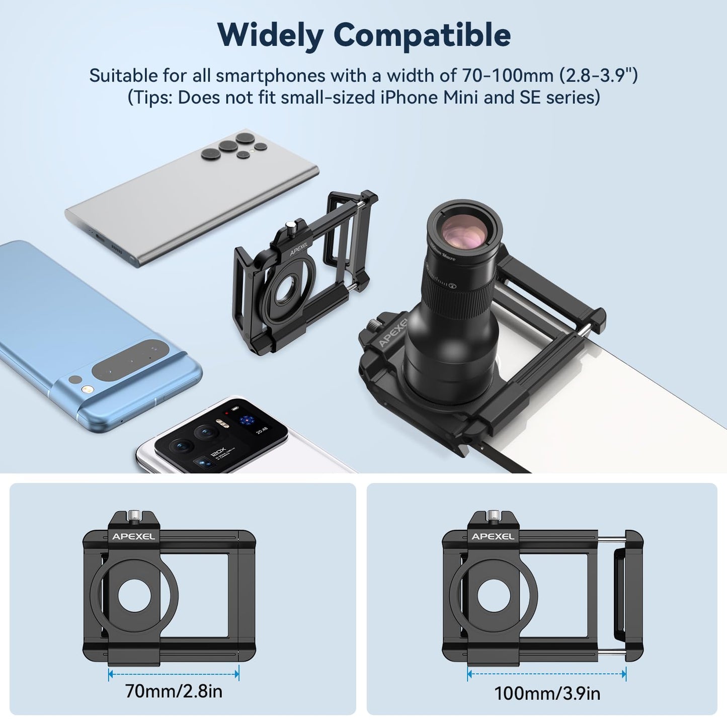APEXEL 6X Telephoto Lens & 150mm Macro Lens, 2-in-1 Aluminum Phone Camera Lens Kit with Universal Clip. Phone Lens Attachment Fit for iPhone 16/15/14/13, Samsung, Android Phone and Most Smartphone.